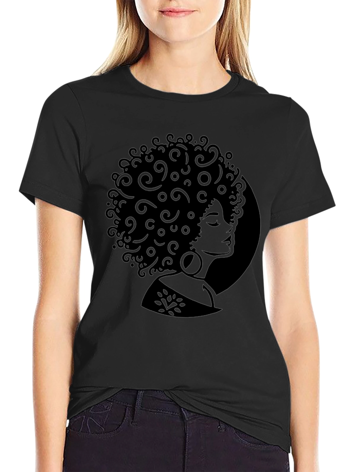 Black Afro Woman Silhouette T-Shirt