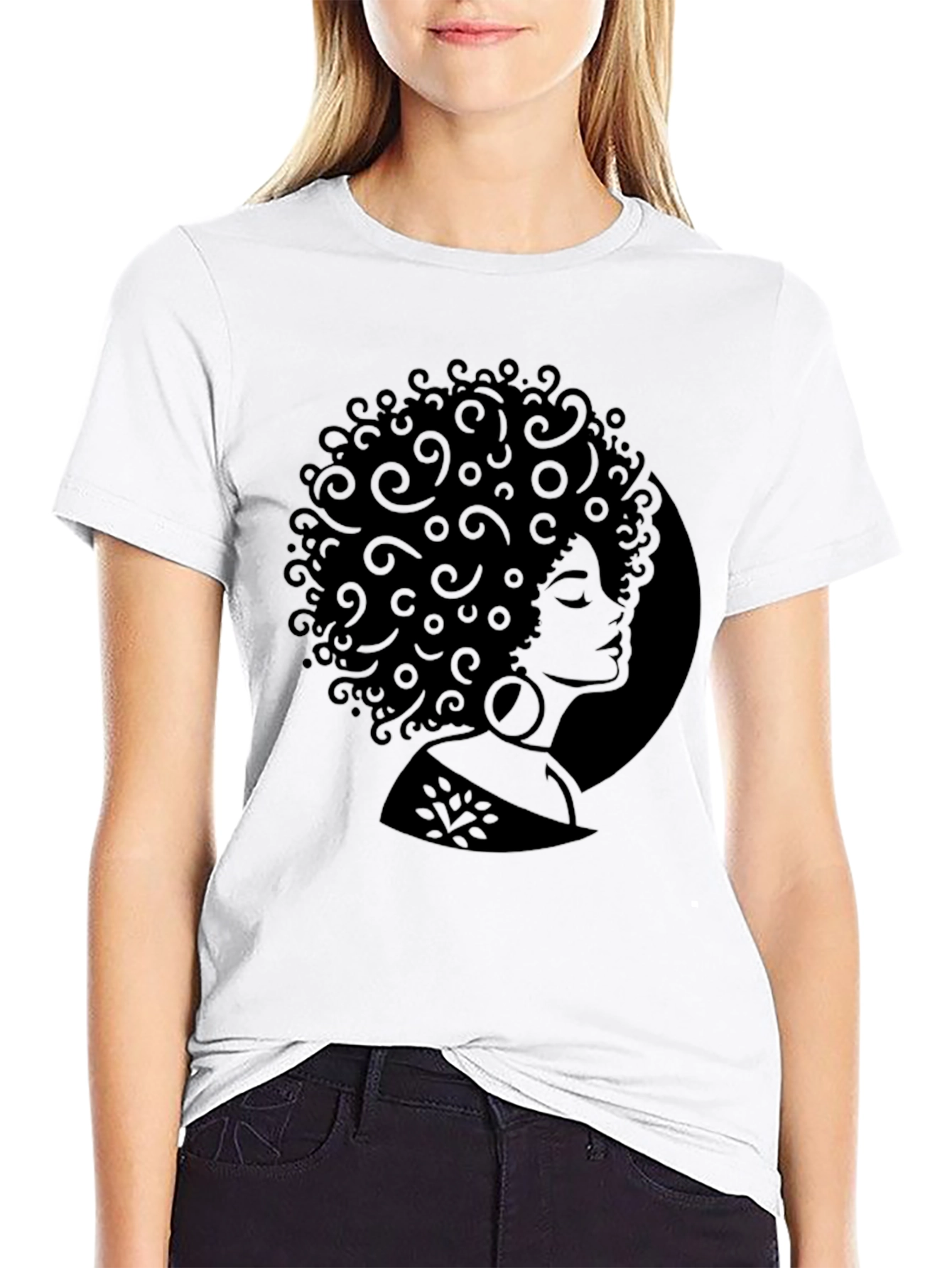 Black Afro Woman Silhouette T-Shirt