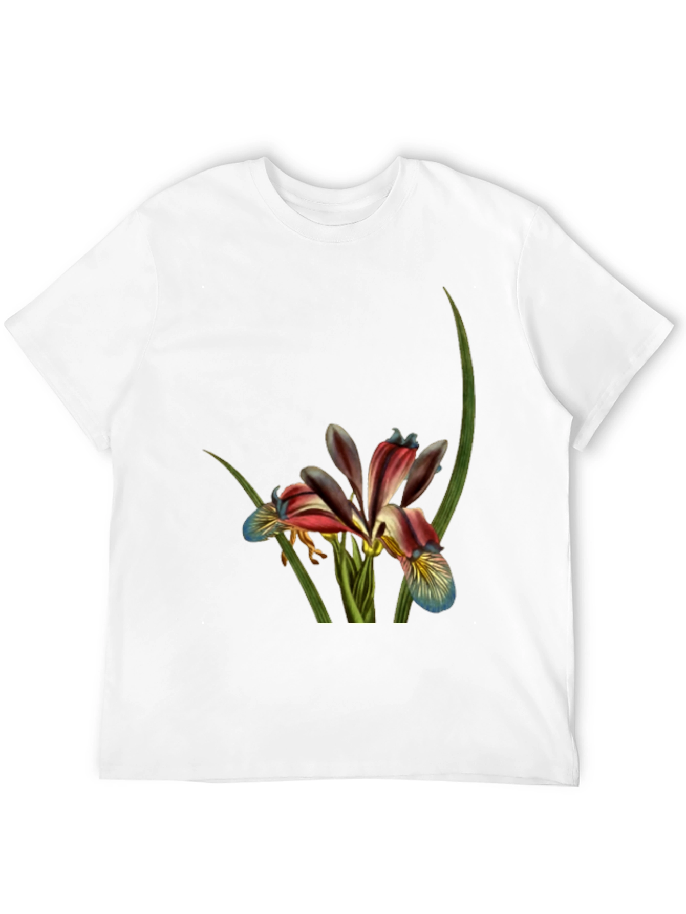 Floral Print Black T-Shirt - Botanical Art Tee