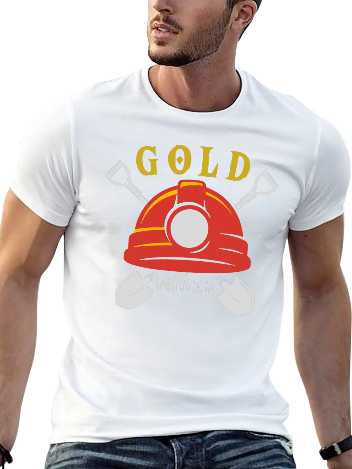 Gold Miner Graphic T-Shirt - Black Crew Neck Tee