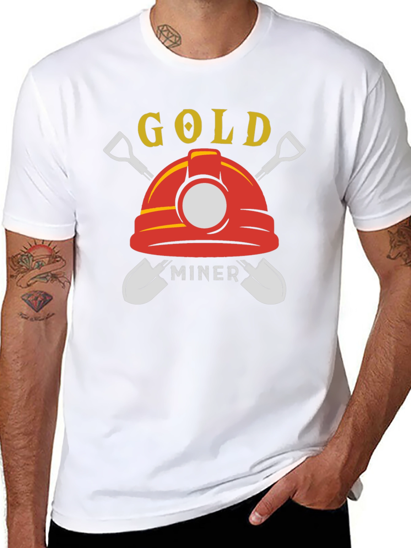 Gold Miner Graphic T-Shirt - Black Crew Neck Tee