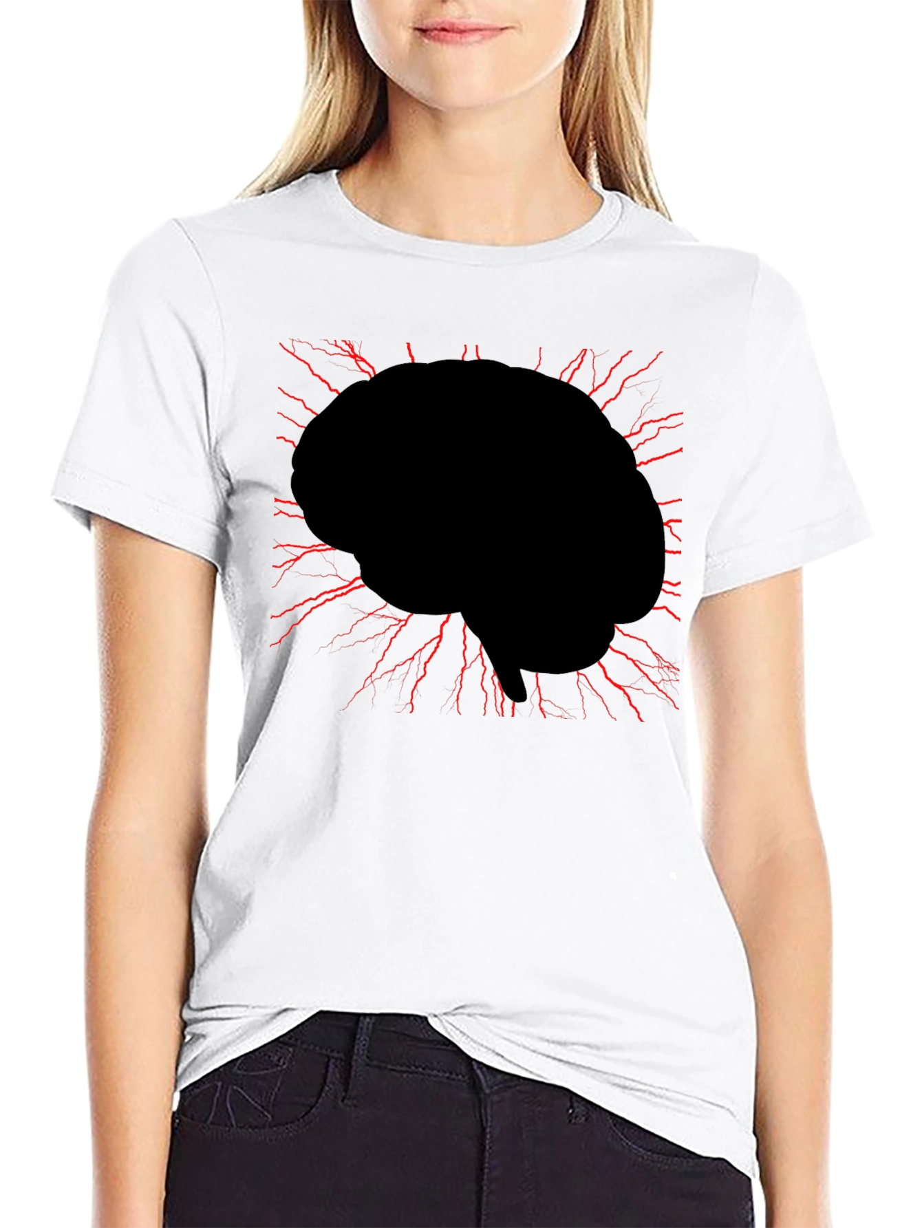 Brain Power Black Tee - Electrifying Mind T-Shirt
