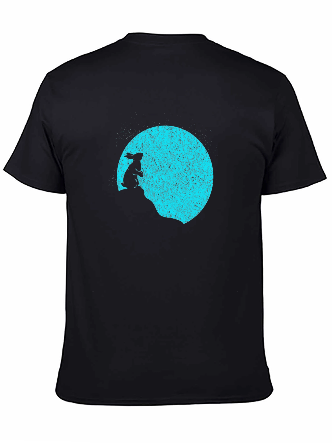 Moon Gazing Rabbit Black T-Shirt