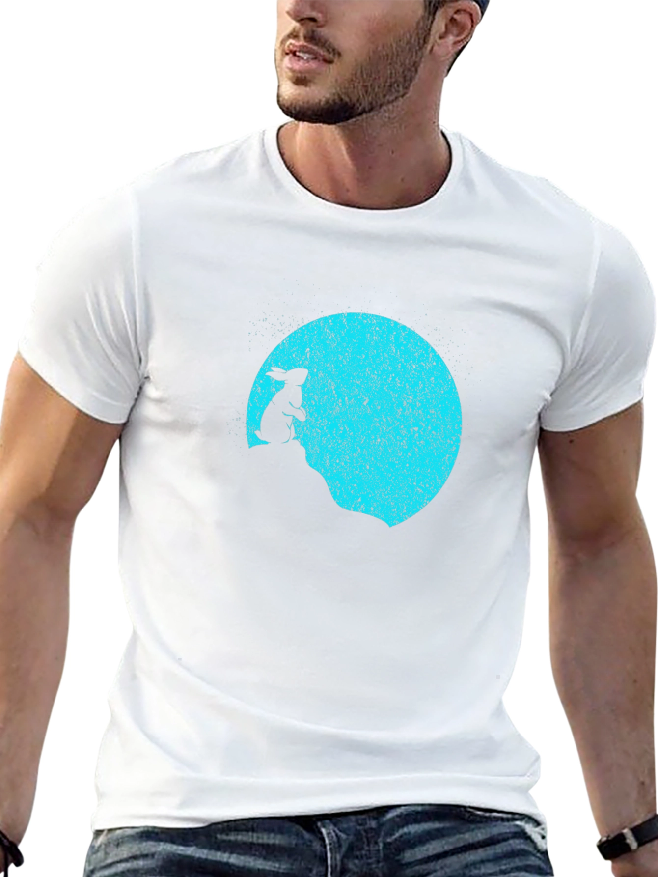 Moon Gazing Rabbit Black T-Shirt