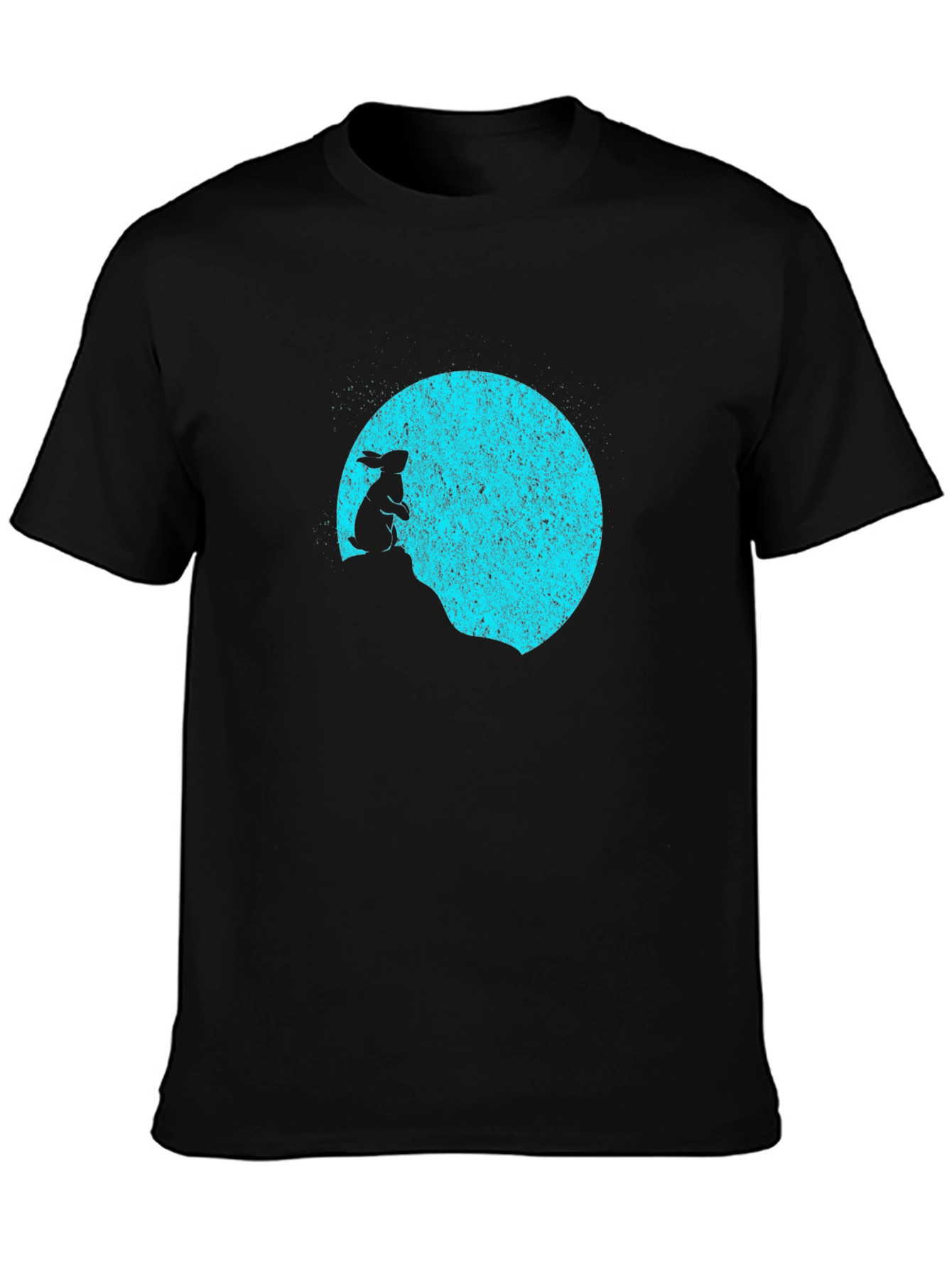 Moon Gazing Rabbit Black T-Shirt