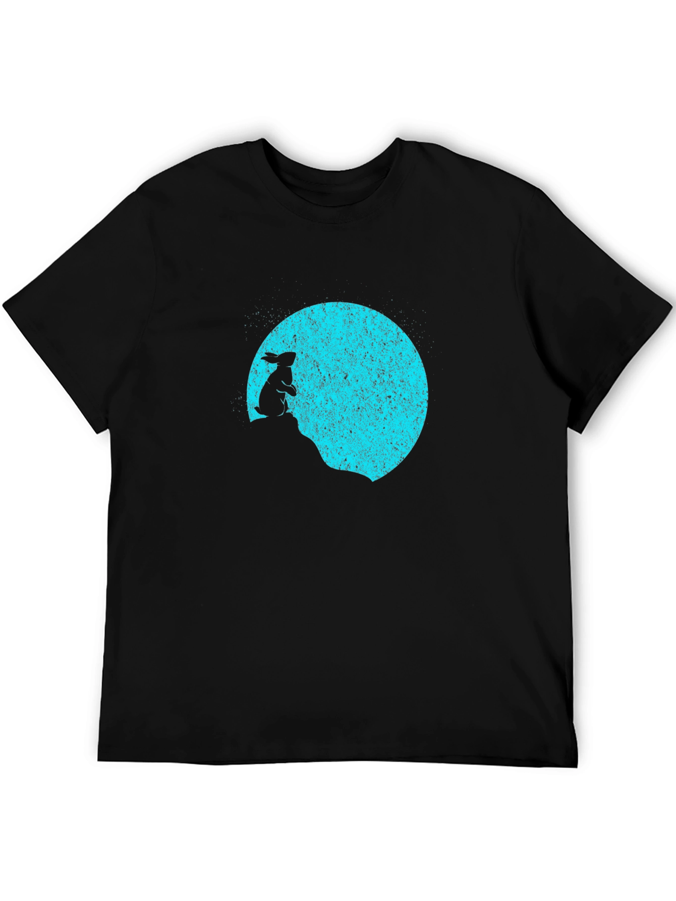 Moon Gazing Rabbit Black T-Shirt