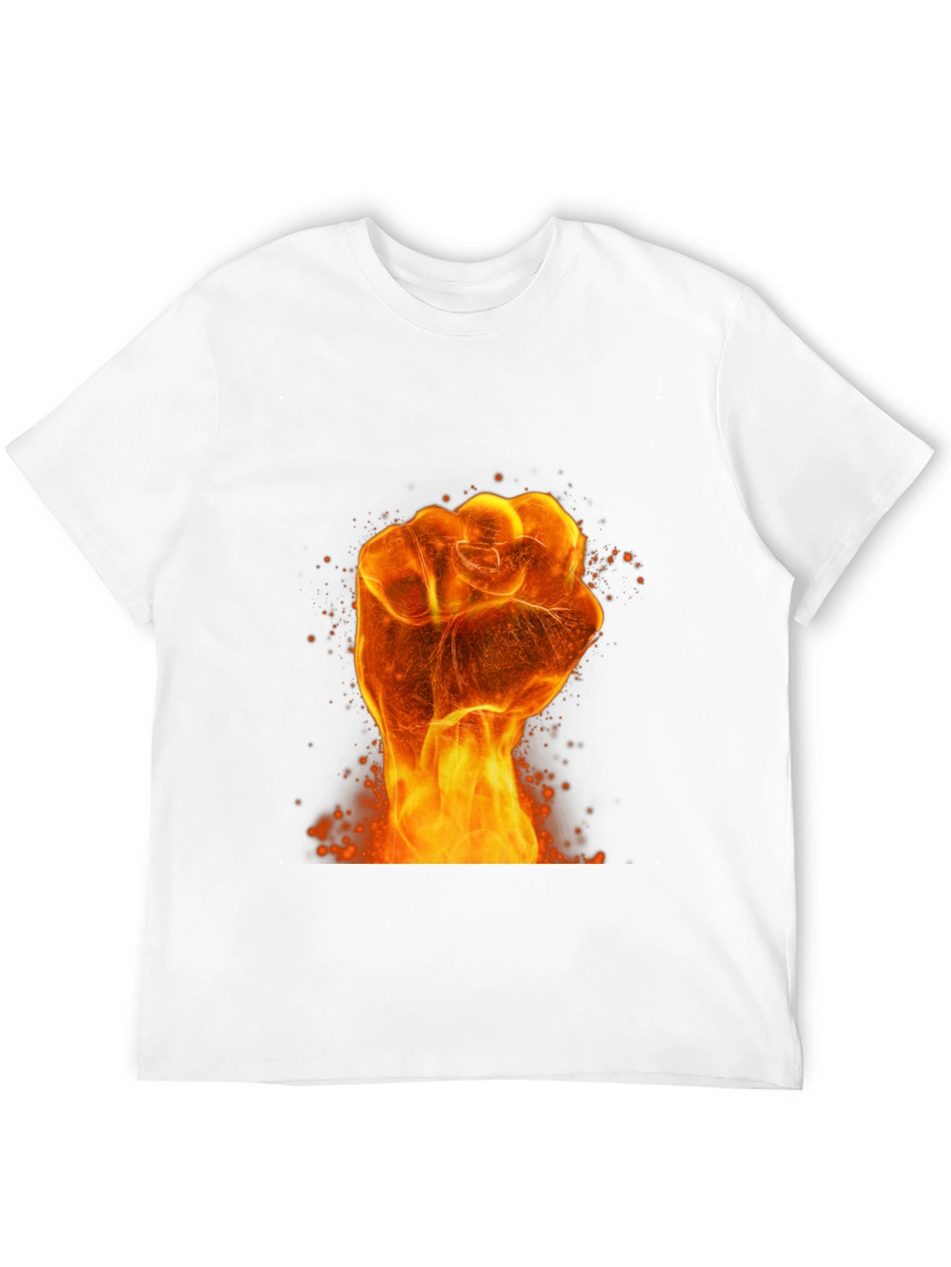 Fiery Fist Graphic Print Black T-Shirt