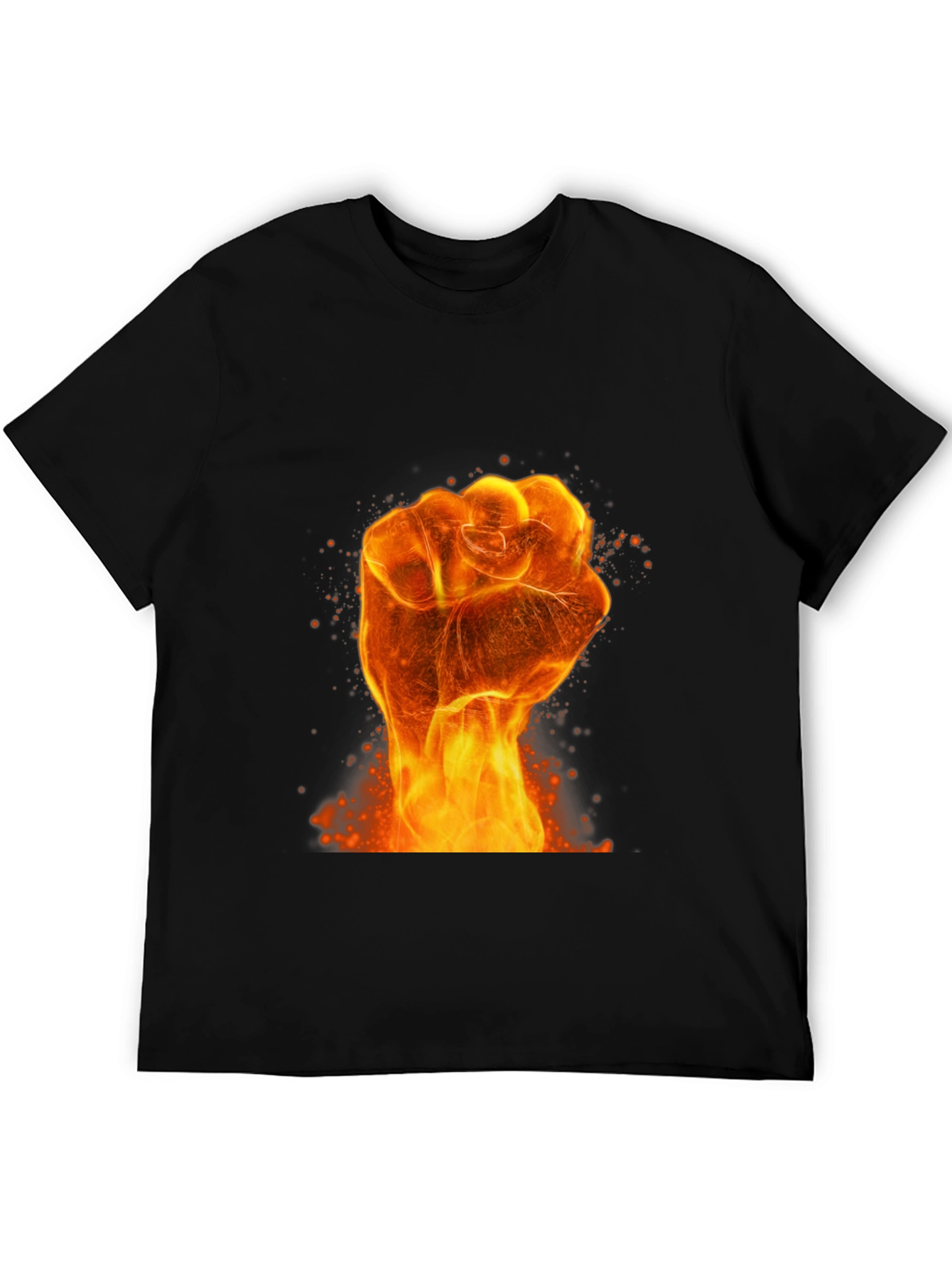 Fiery Fist Graphic Print Black T-Shirt
