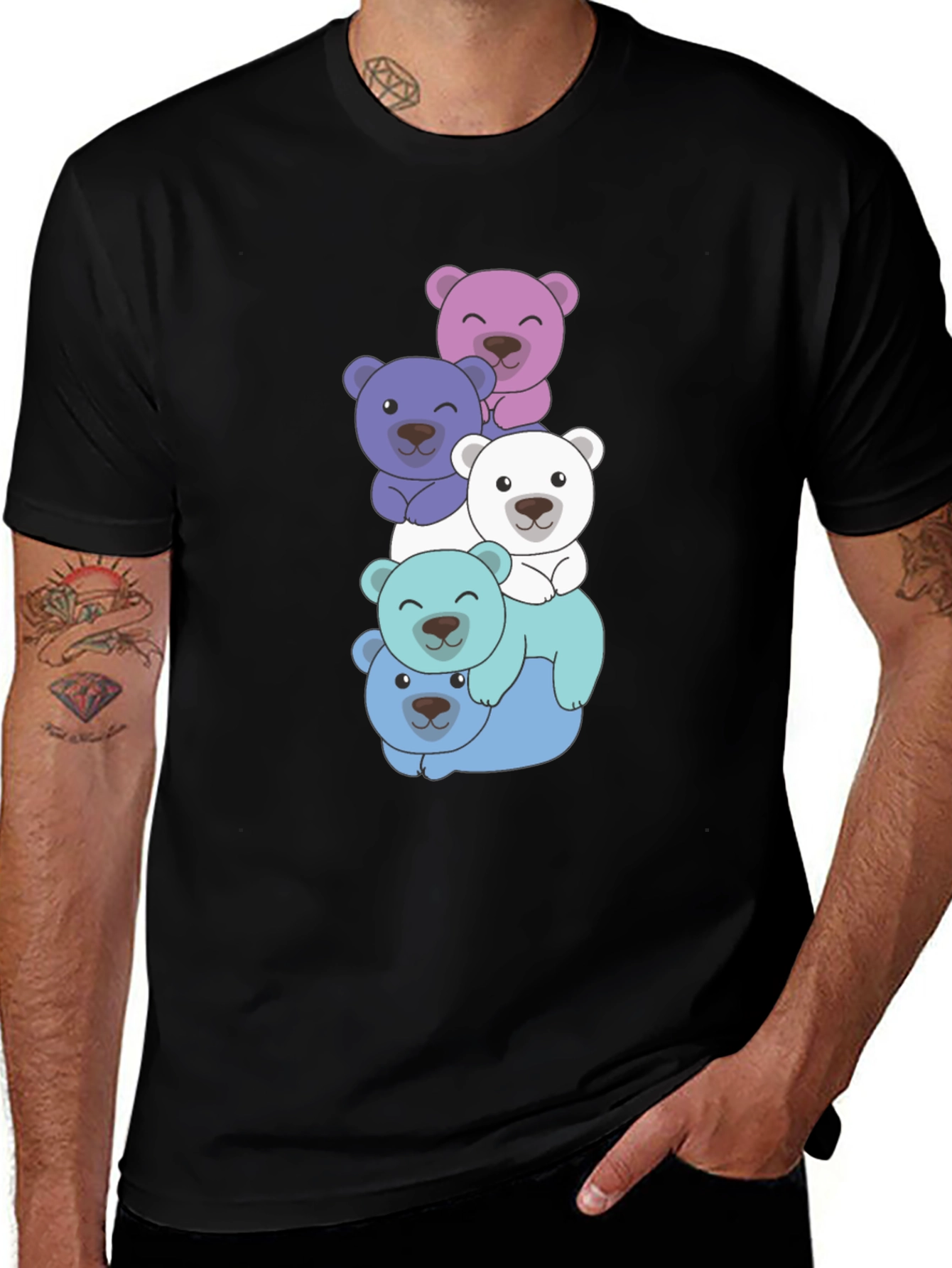 Cute Bear Stack T-Shirt - Fun & Playful Design