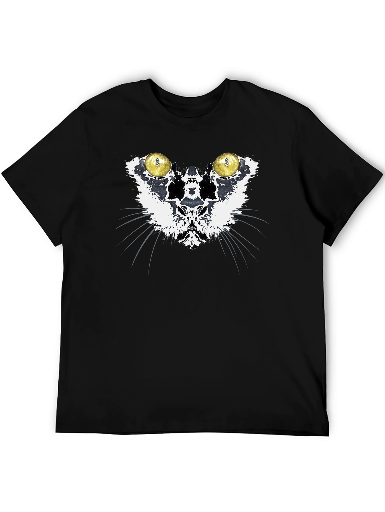 Black Cat Eyes Graphic Print Crewneck T-Shirt