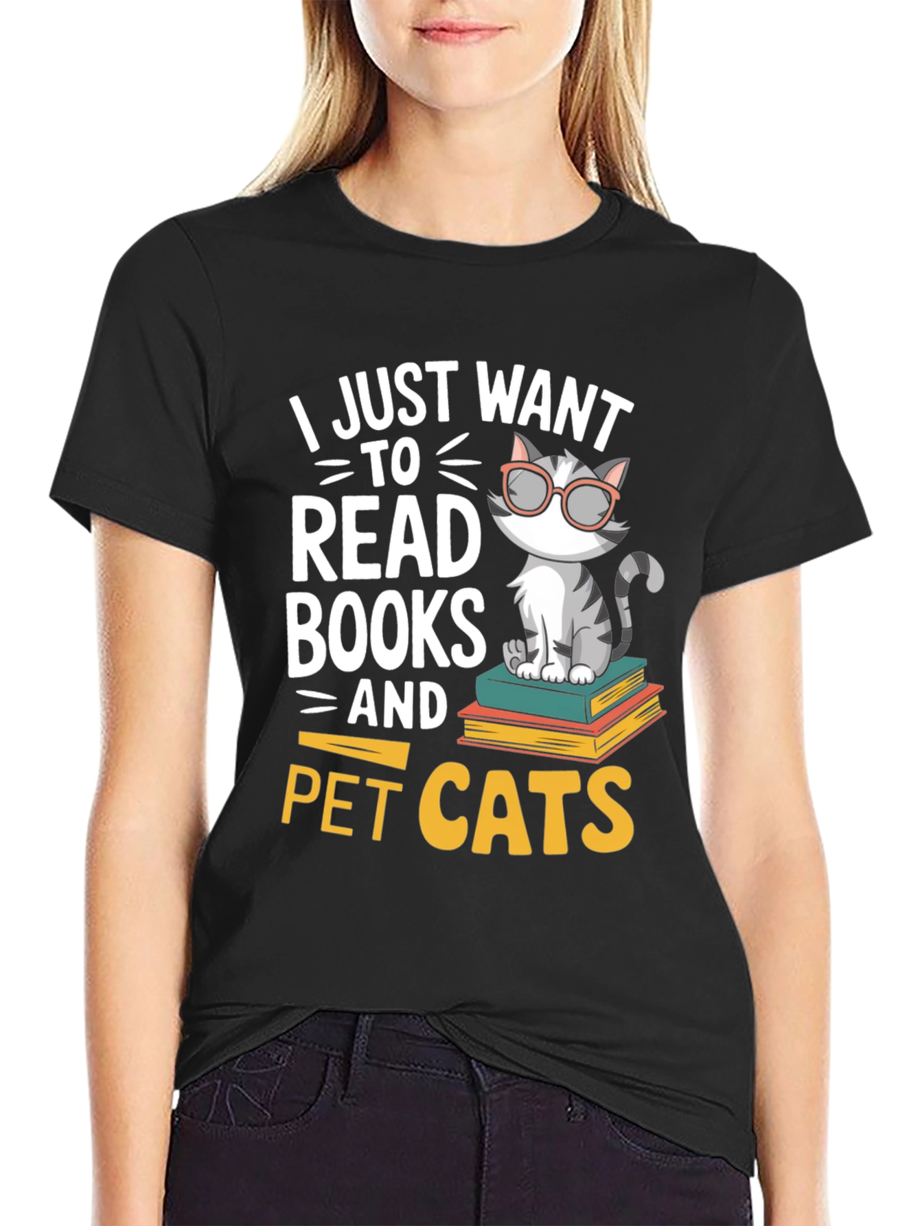 Cat Lover Reading Book T-Shirt