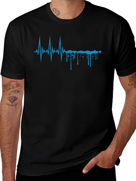 Heartbeat Drip Graphic Tee - Modern Design