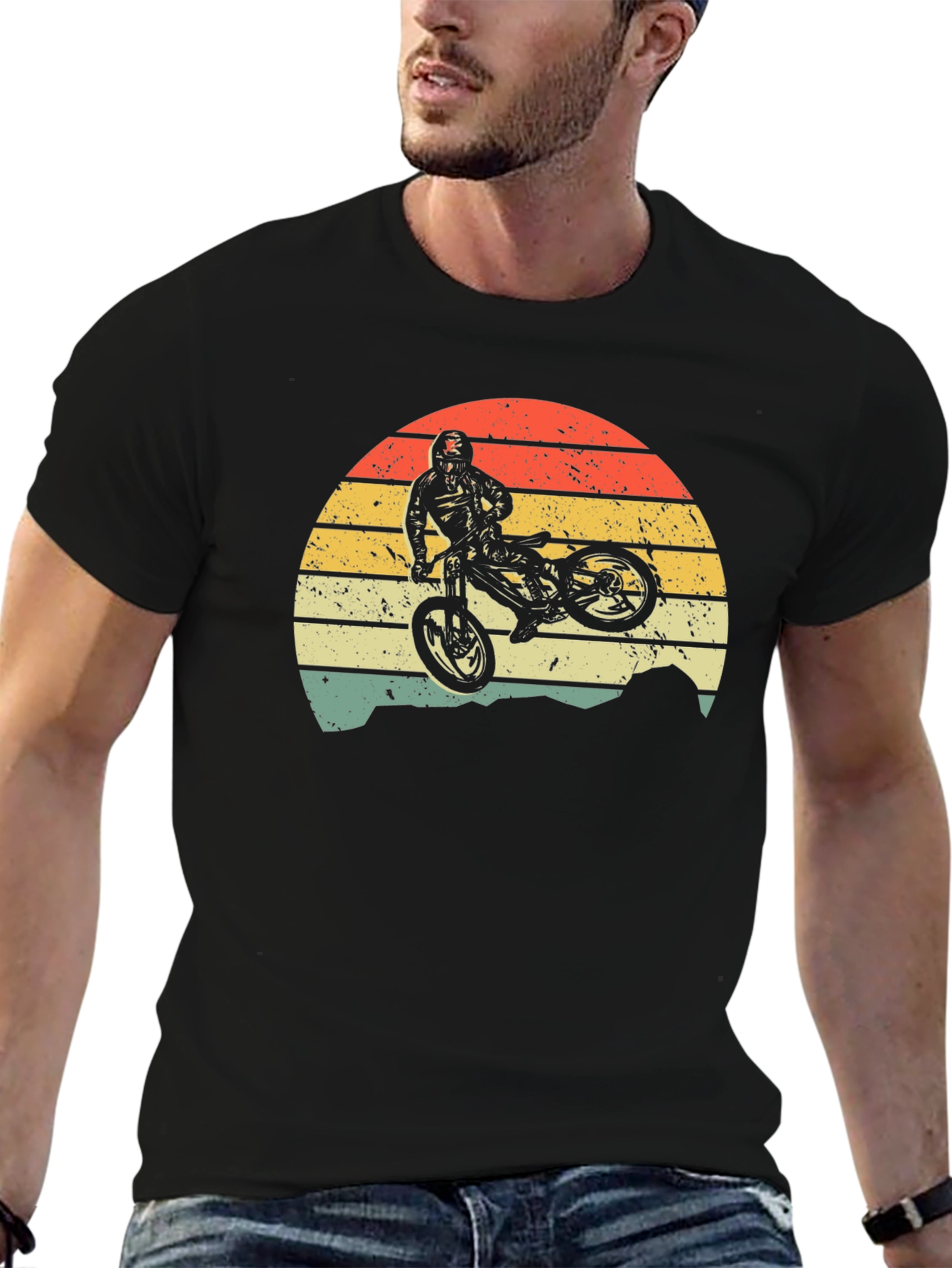 Mountain Bike Sunset Graphic Tee - Black