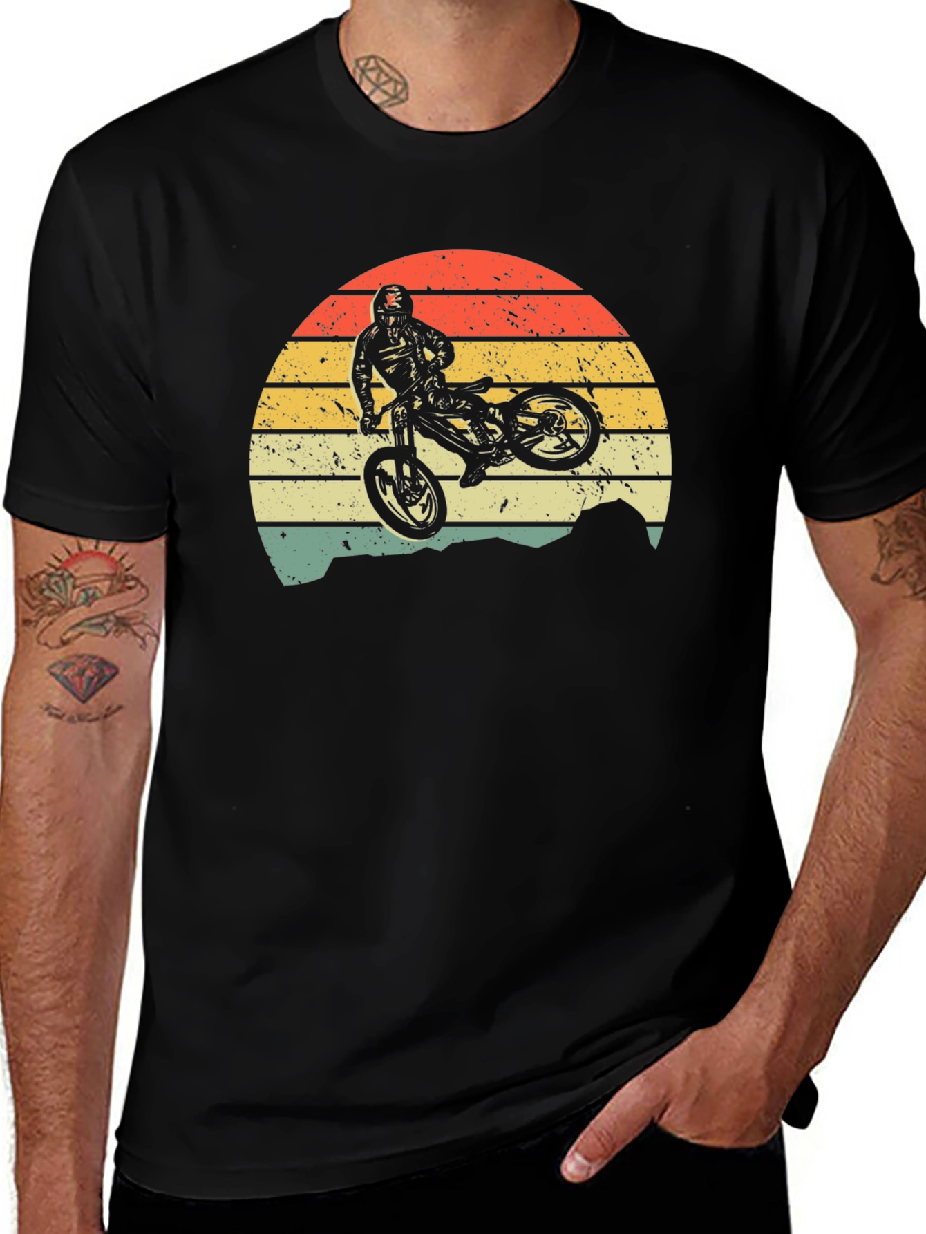 Mountain Bike Sunset Graphic Tee - Black