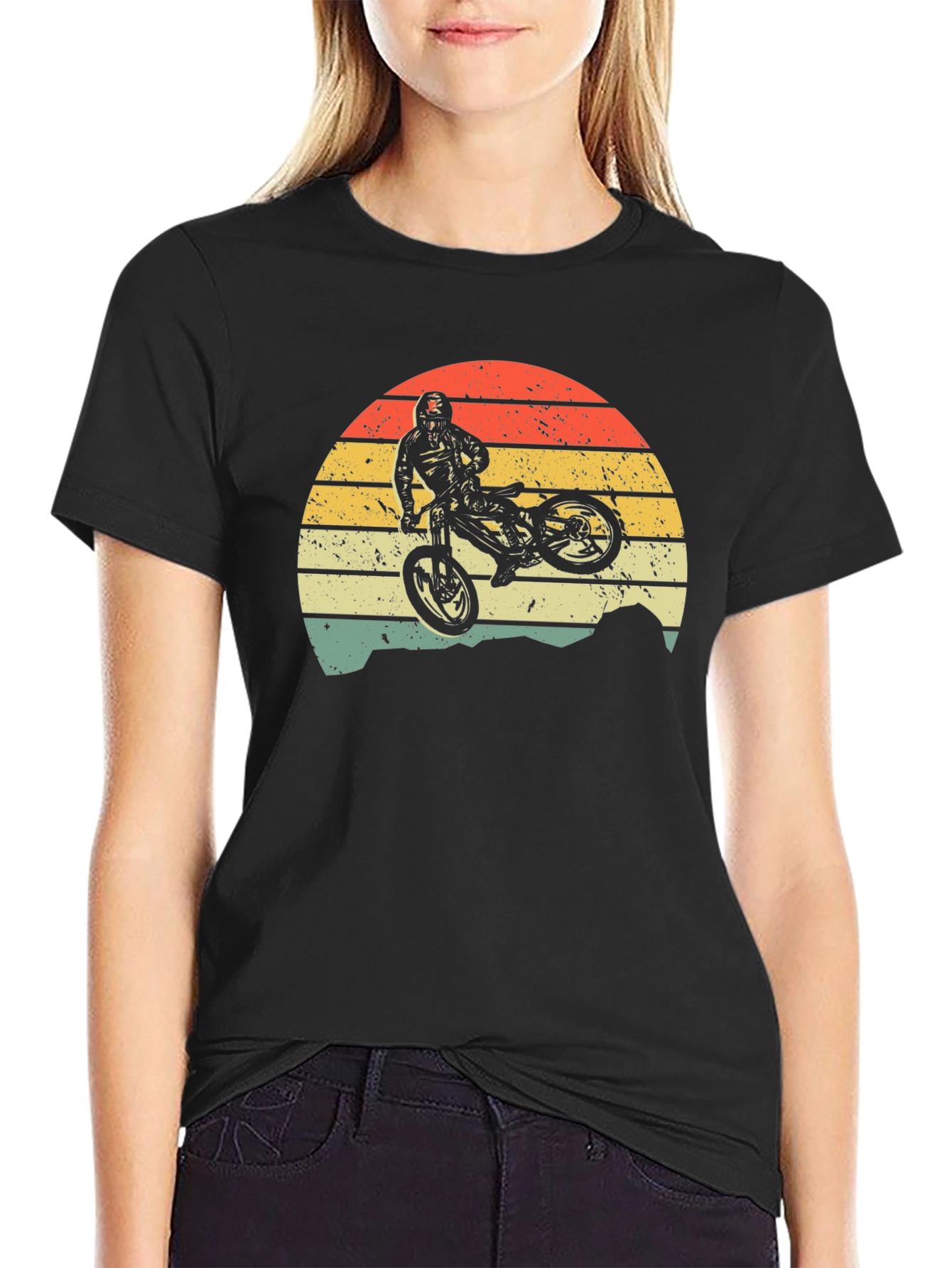 Mountain Bike Sunset Graphic Tee - Black