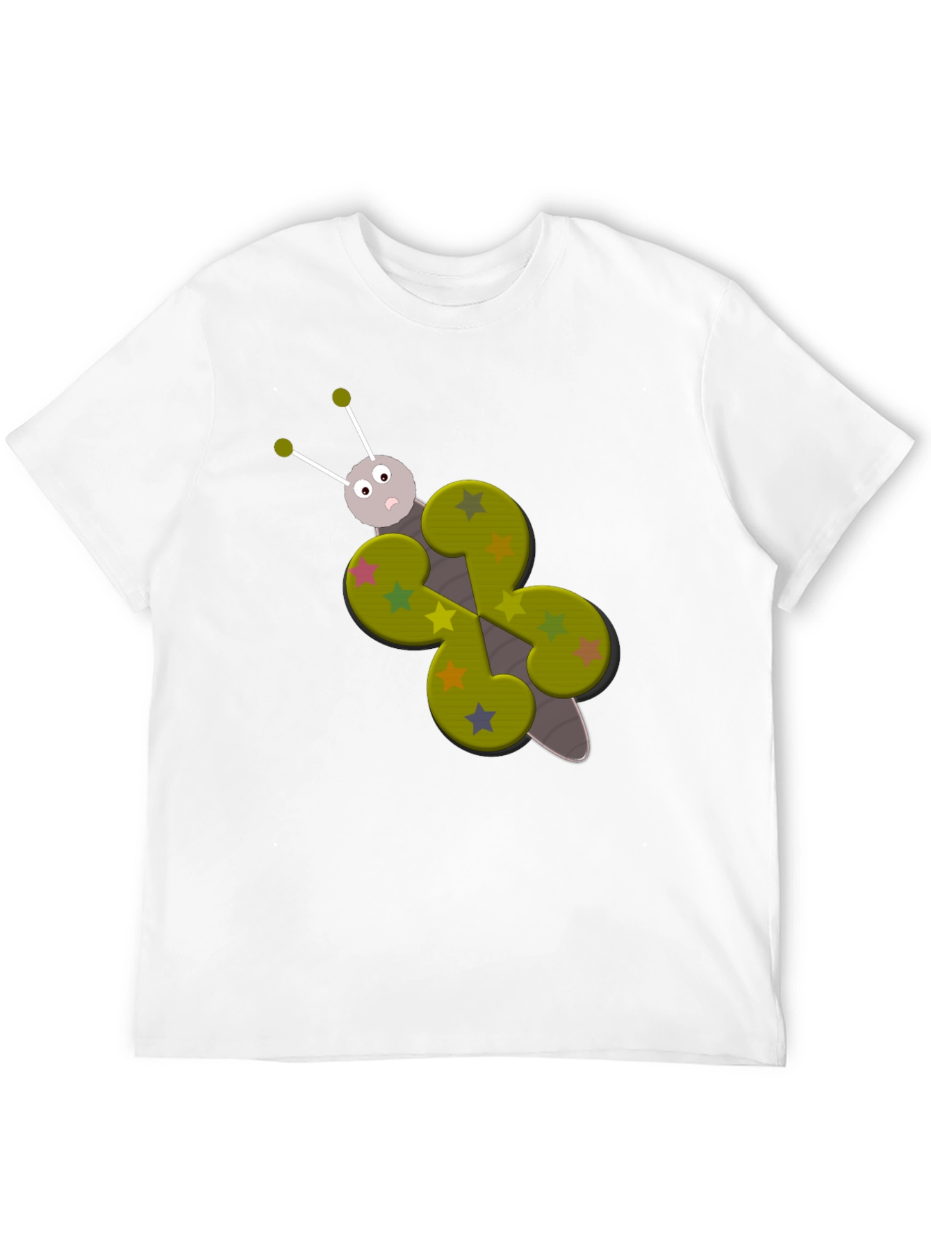 Butterfly Cartoon Graphic Tee - Whimsical Black T-Shirt