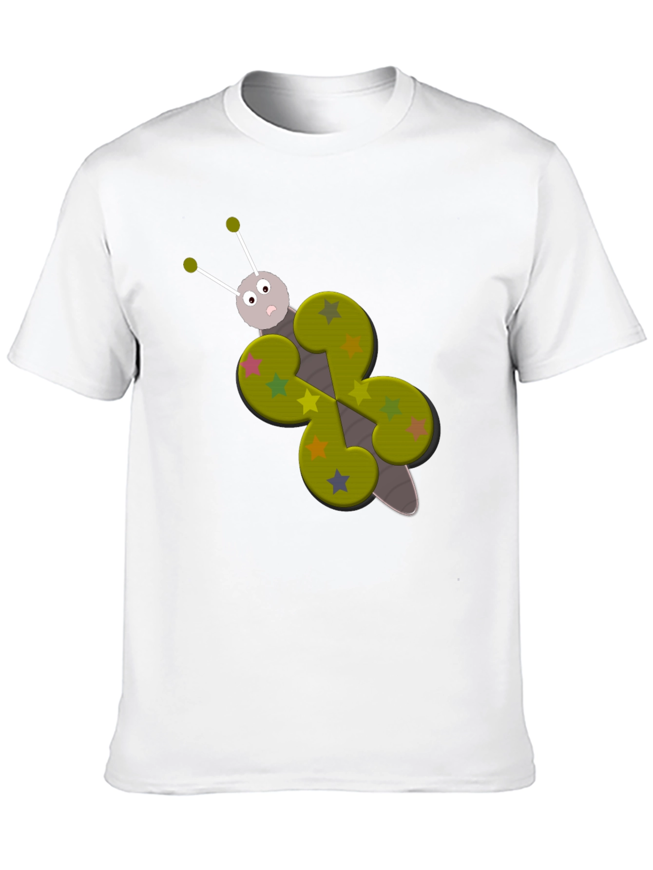 Butterfly Cartoon Graphic Tee - Whimsical Black T-Shirt