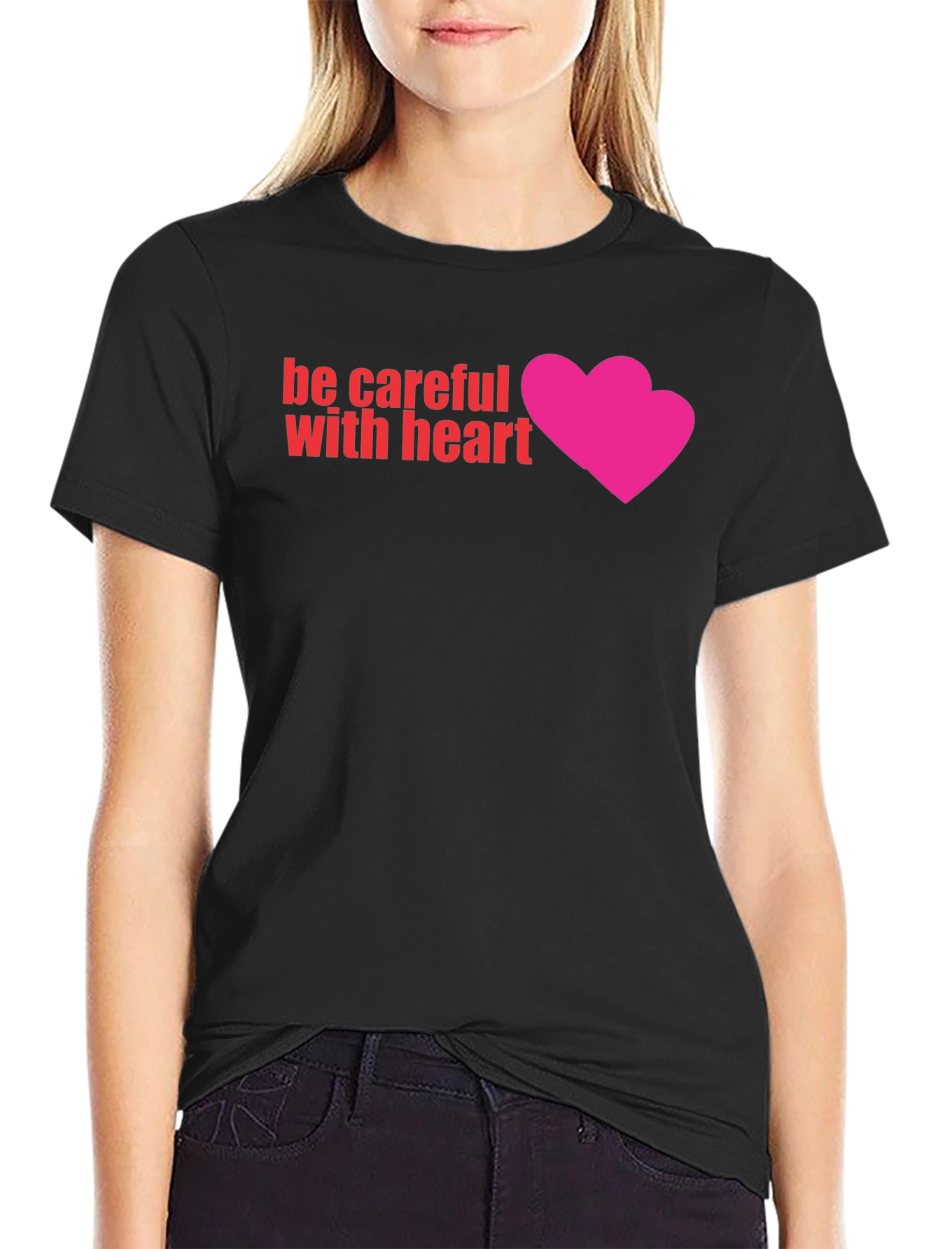 Be Careful With Heart Graphic Tee - Black