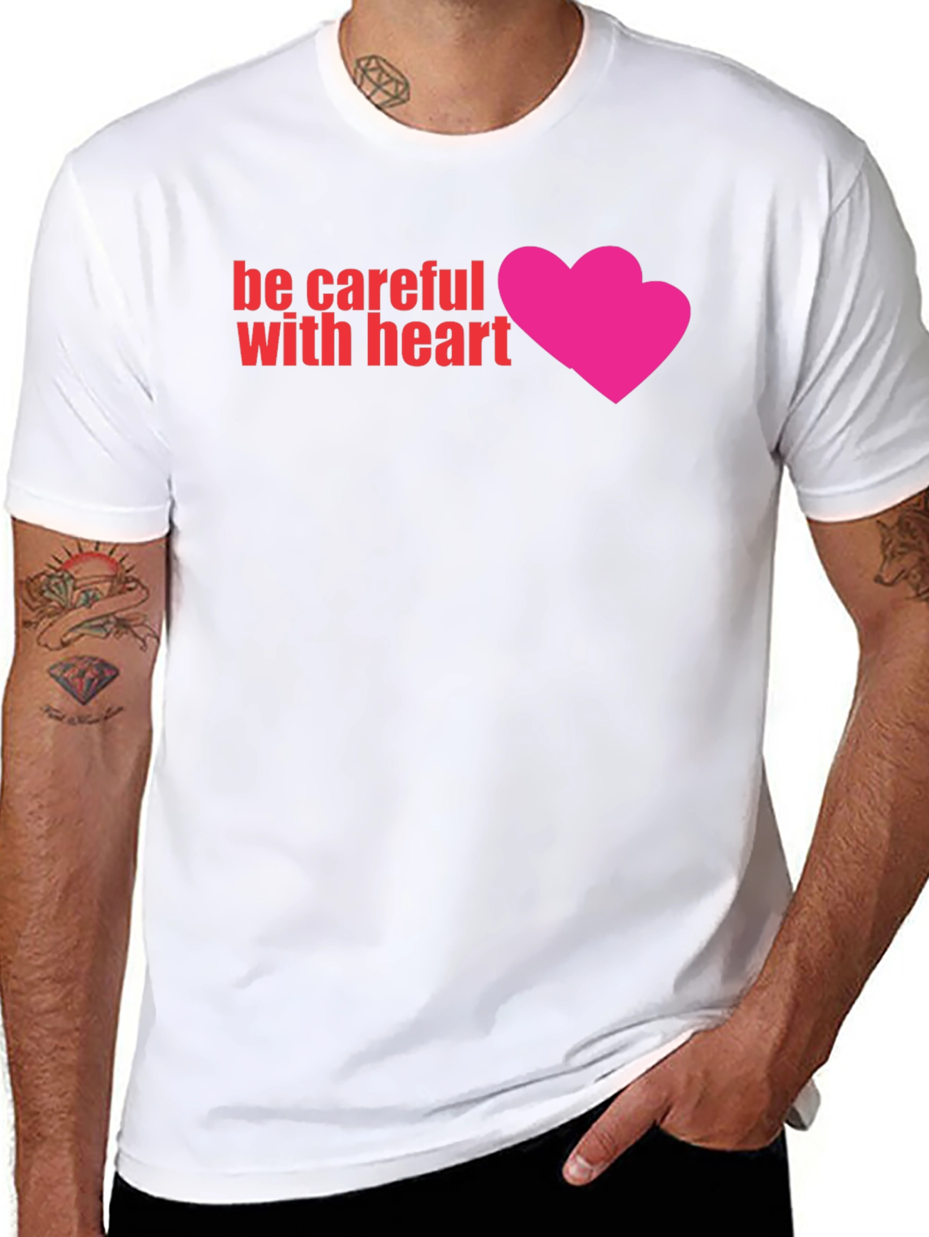 Be Careful With Heart Graphic Tee - Black