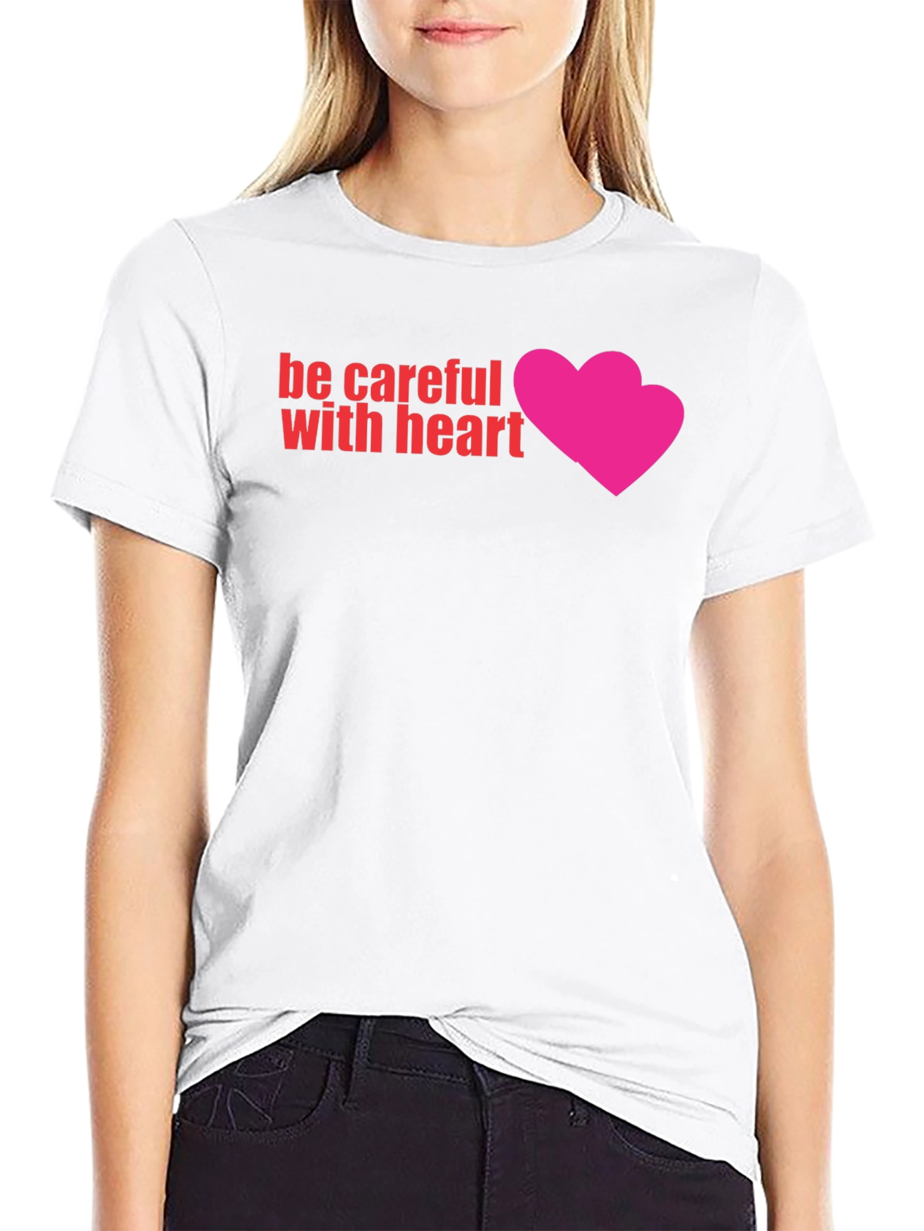 Be Careful With Heart Graphic Tee - Black