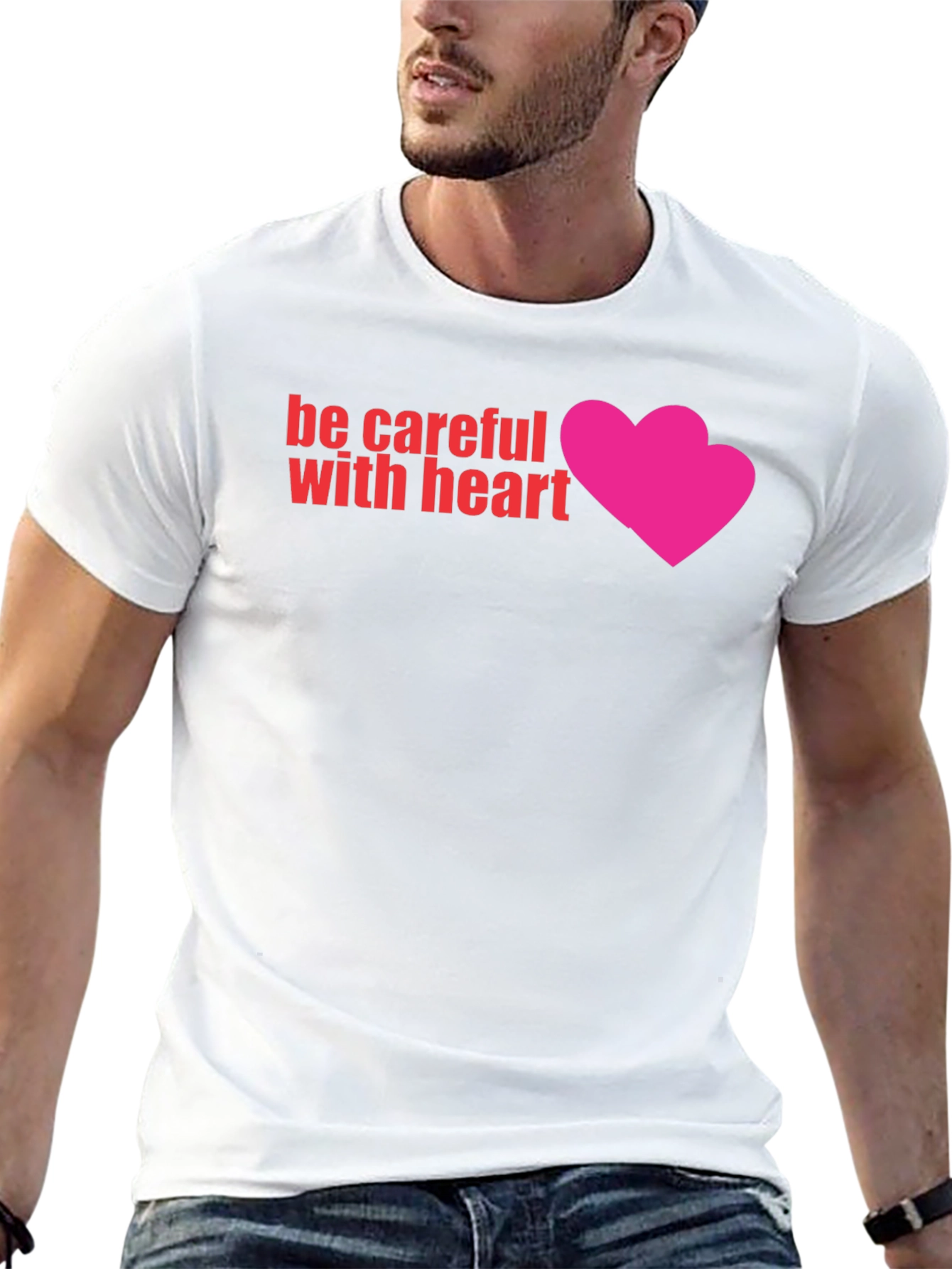 Be Careful With Heart Graphic Tee - Black