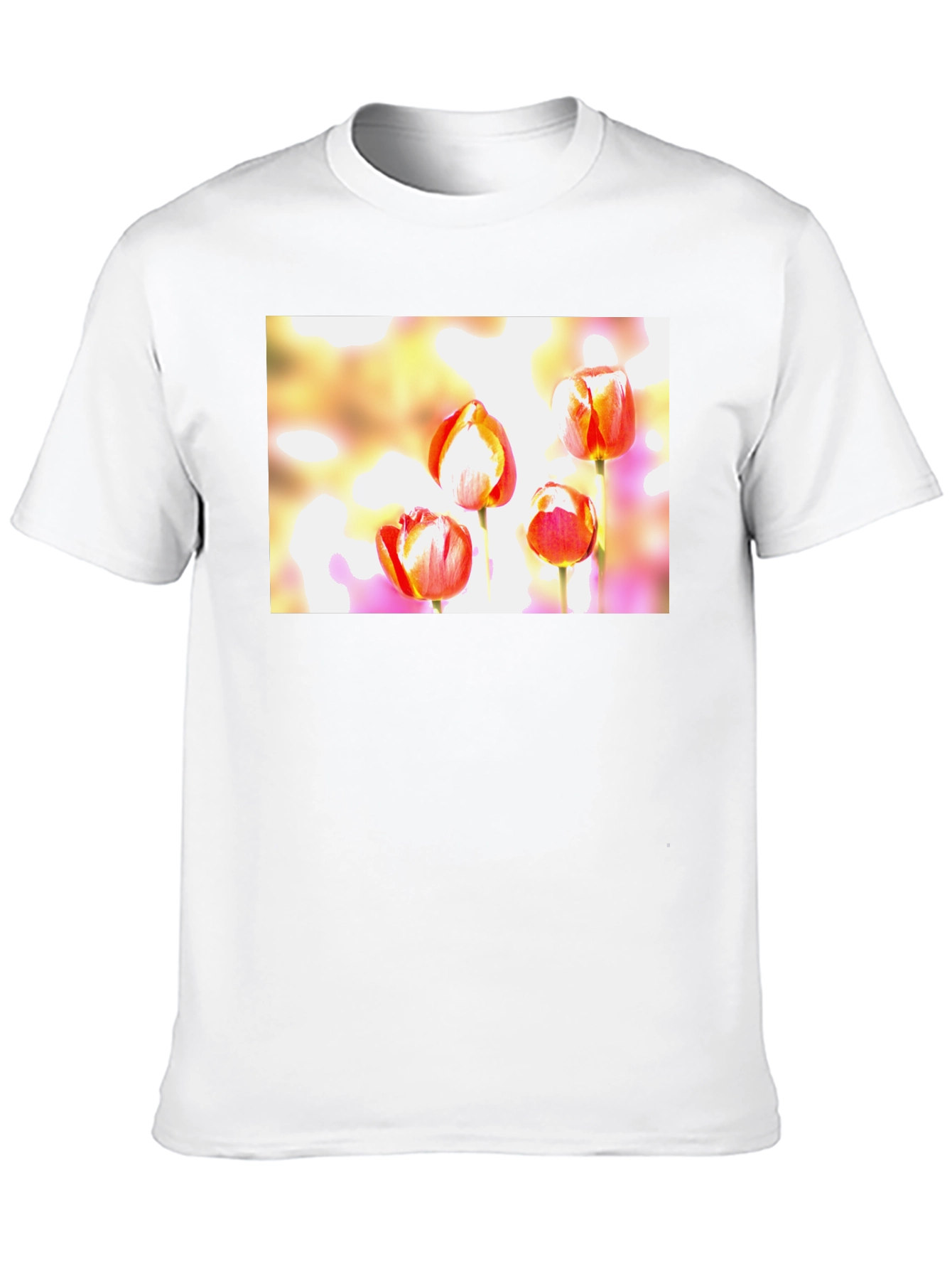 Floral Tulip Graphic Black T-Shirt