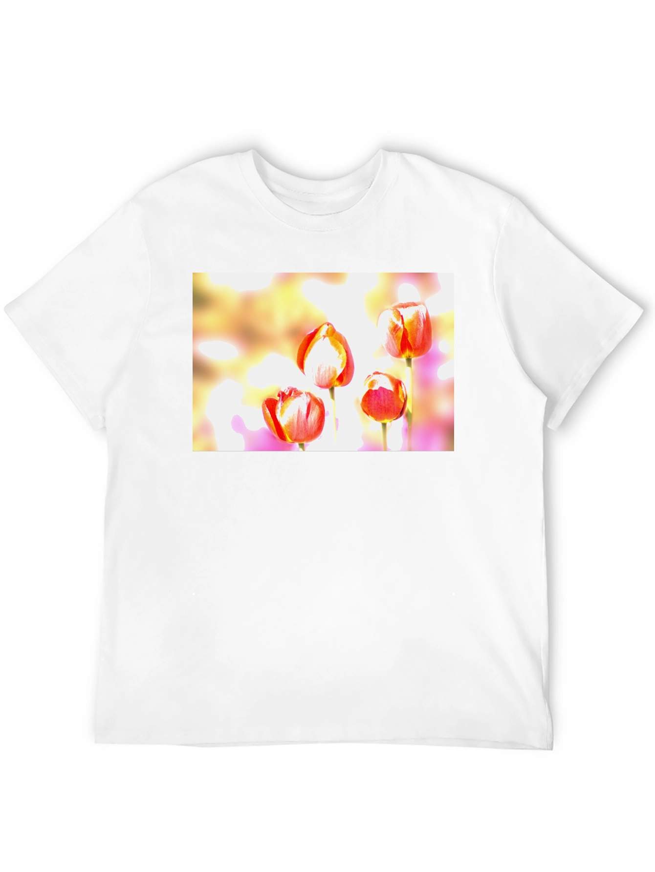 Floral Tulip Graphic Black T-Shirt