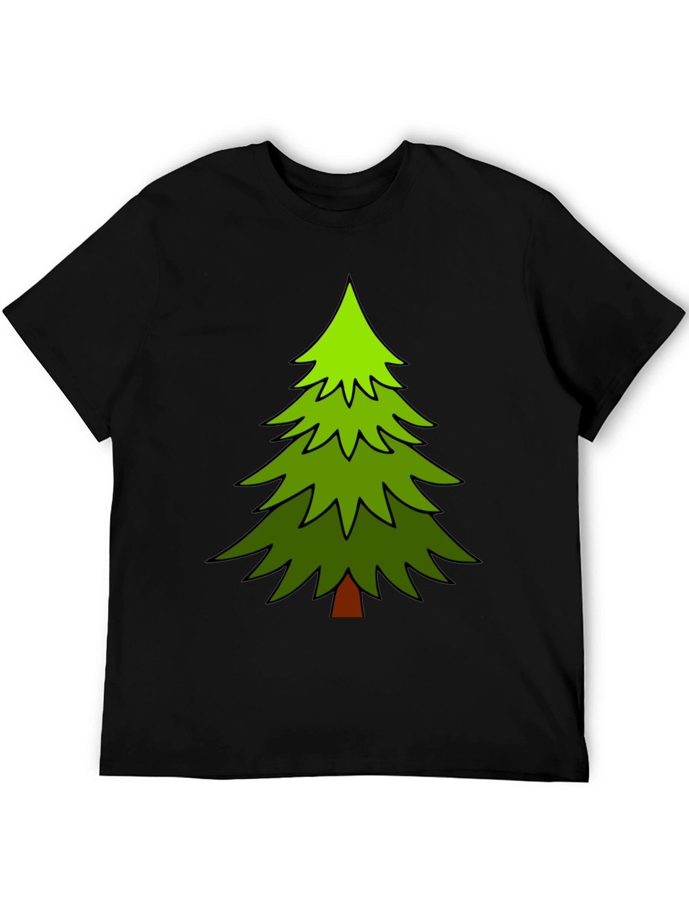 Festive Christmas Tree Graphic Tee - Black