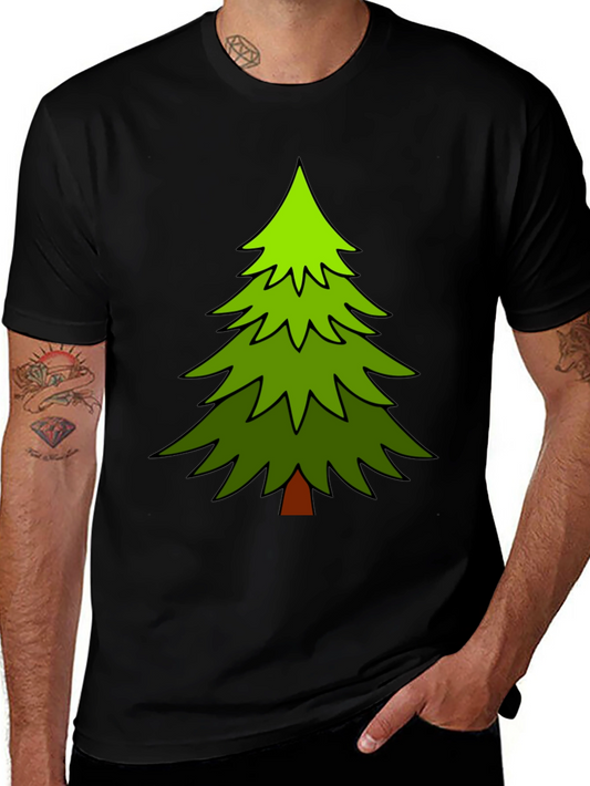 Festive Christmas Tree Graphic Tee - Black