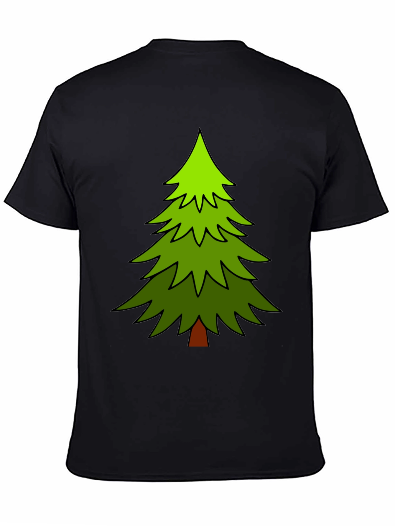 Festive Christmas Tree Graphic Tee - Black