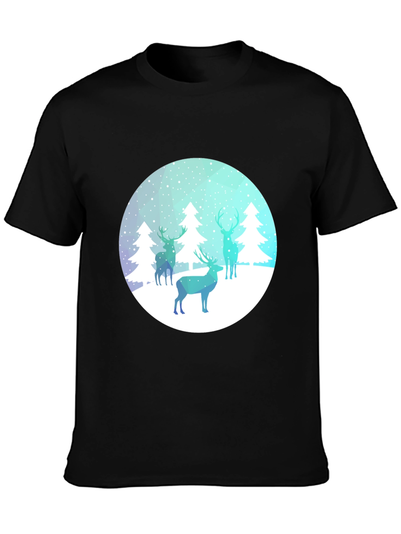 Winter Deer Graphic Tee - Black
