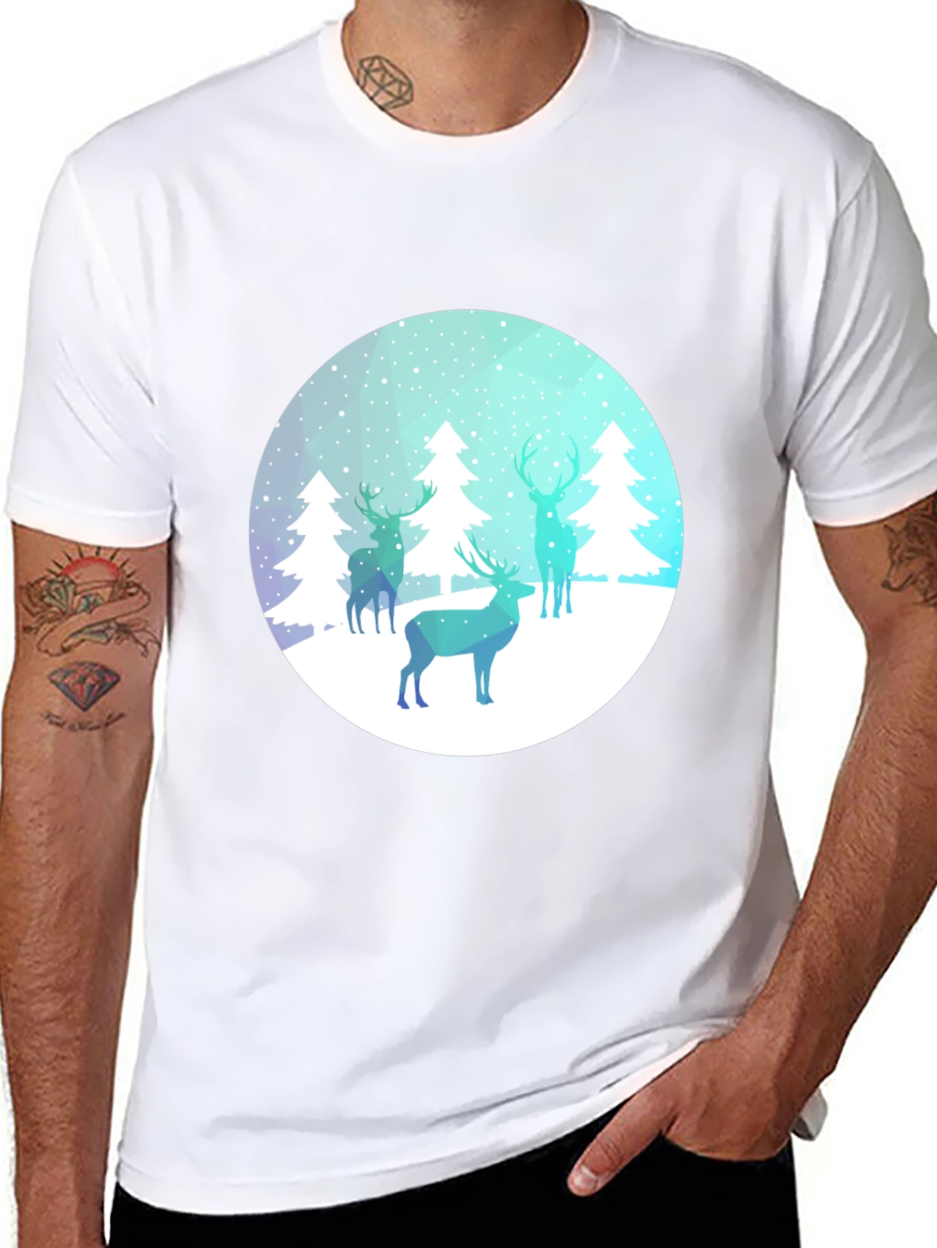 Winter Deer Graphic Tee - Black