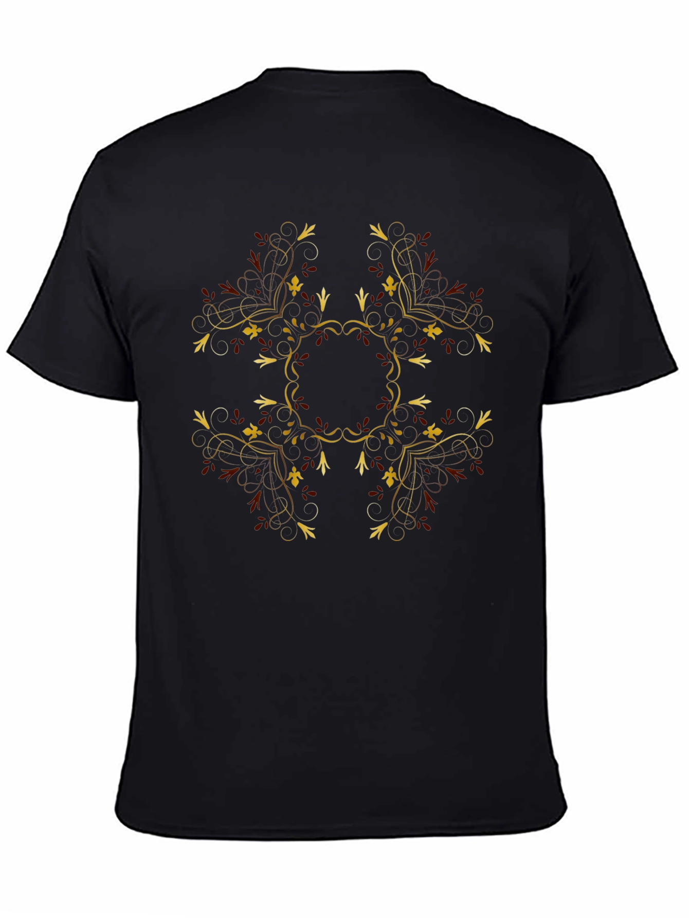 Elegant Black T-Shirt with Floral Ornament