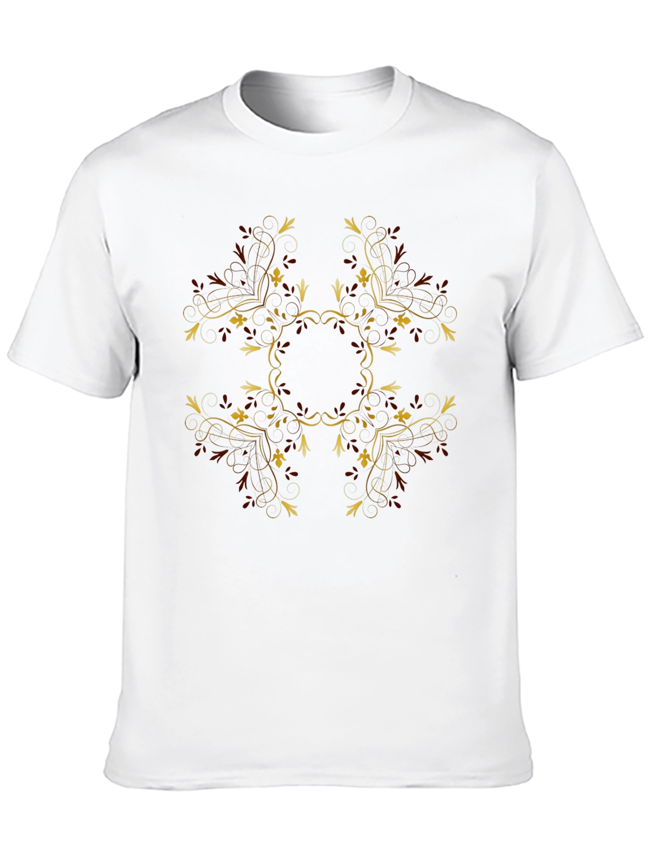 Elegant Black T-Shirt with Floral Ornament