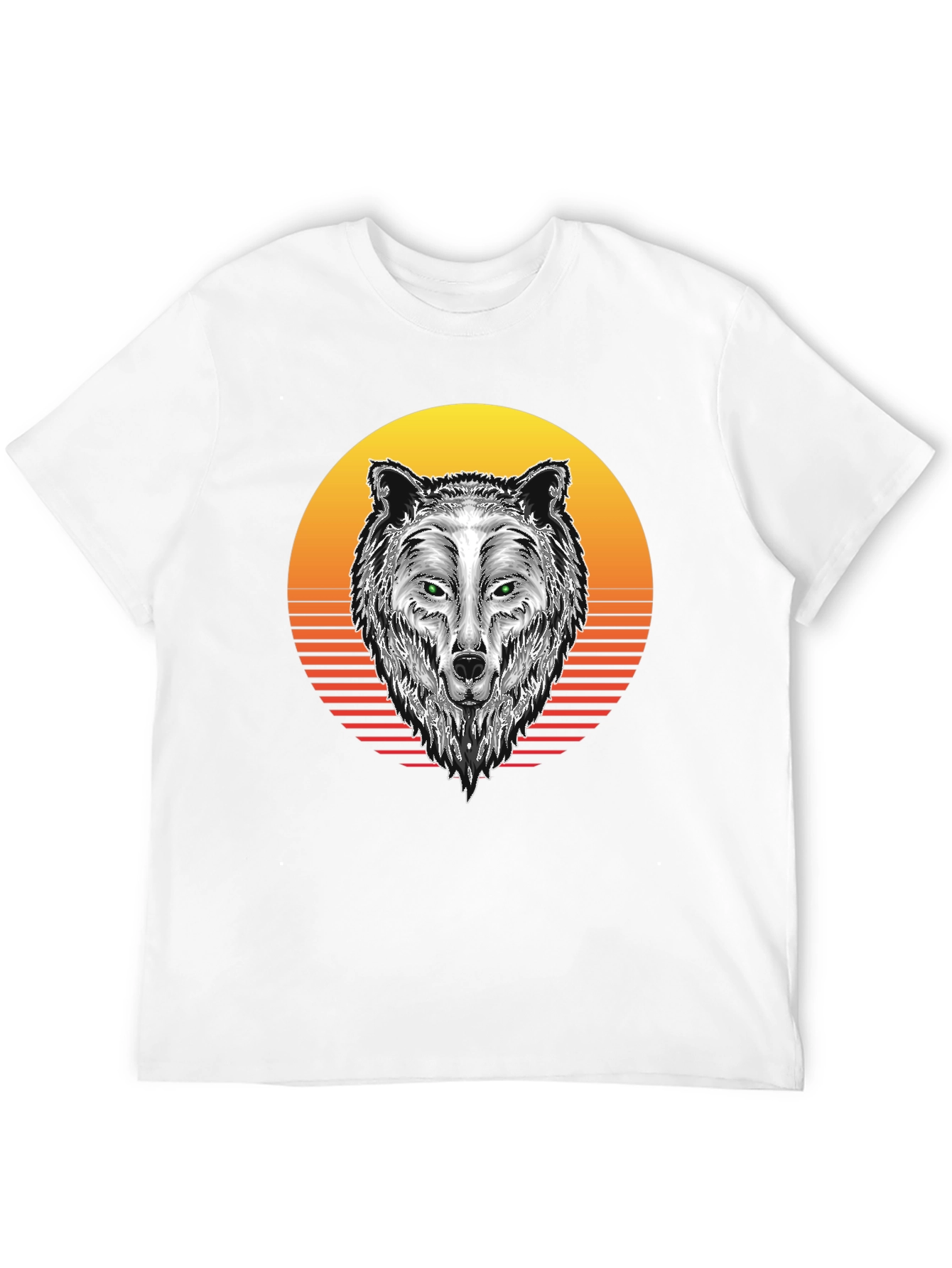 Wolf Sunset Graphic Tee - Black Cotton Blend T-Shirt