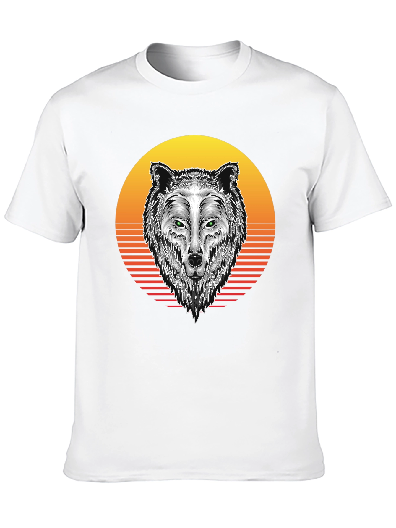 Wolf Sunset Graphic Tee - Black Cotton Blend T-Shirt