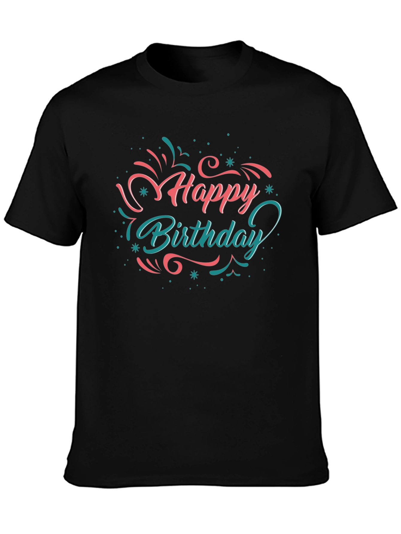 Happy Birthday Graphic Tee - Black Casual T-Shirt