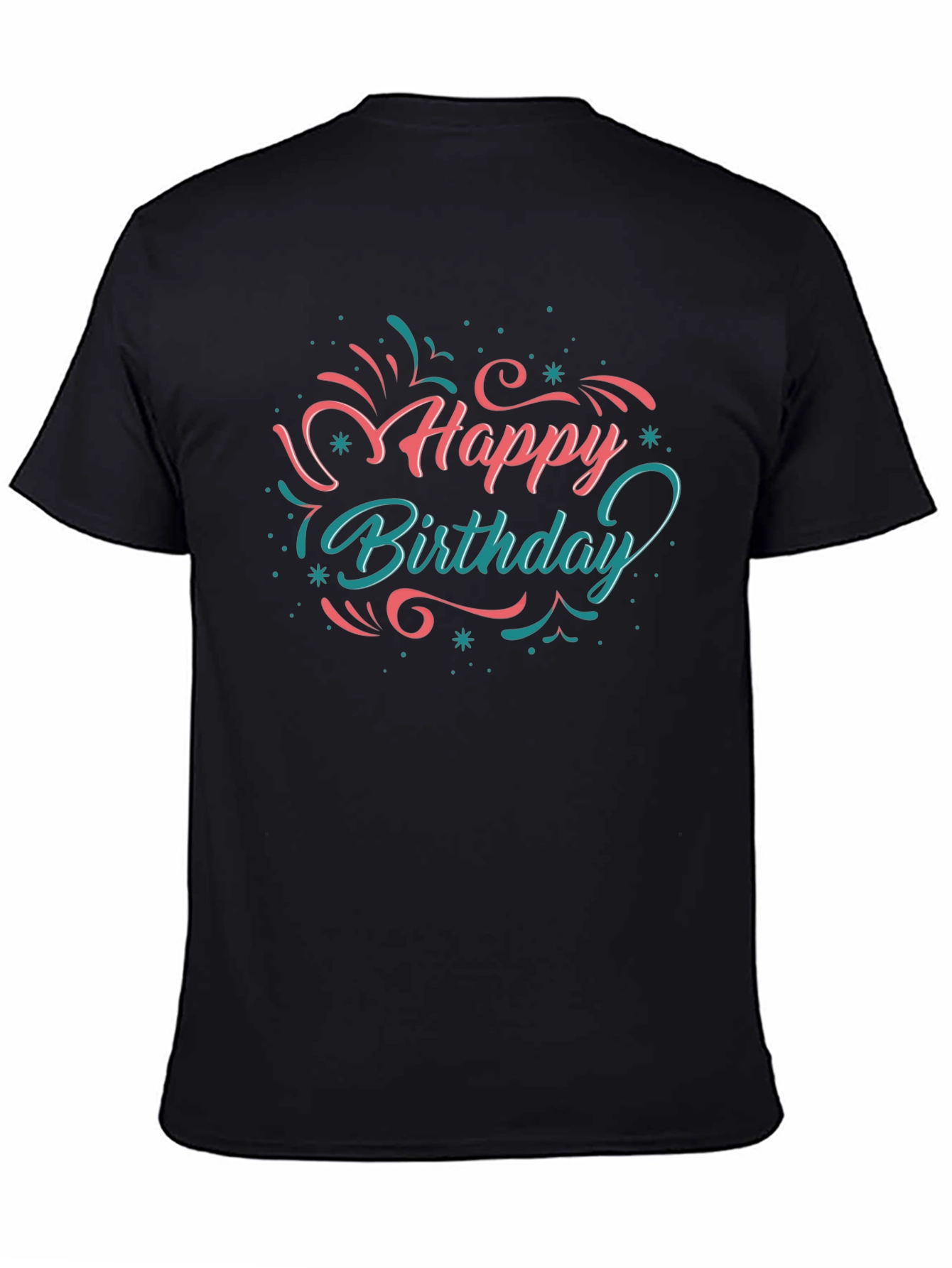 Happy Birthday Graphic Tee - Black Casual T-Shirt