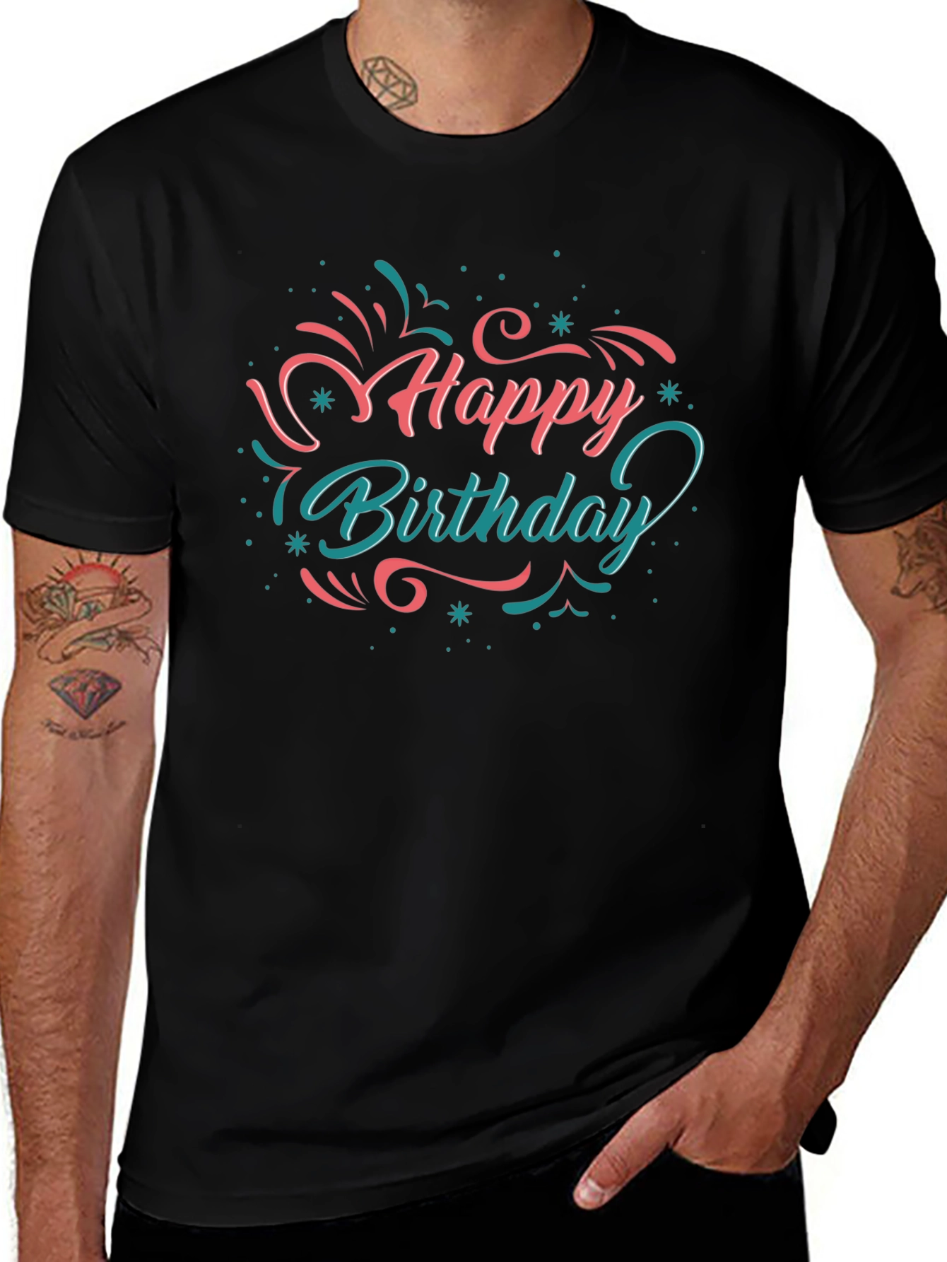 Happy Birthday Graphic Tee - Black Casual T-Shirt