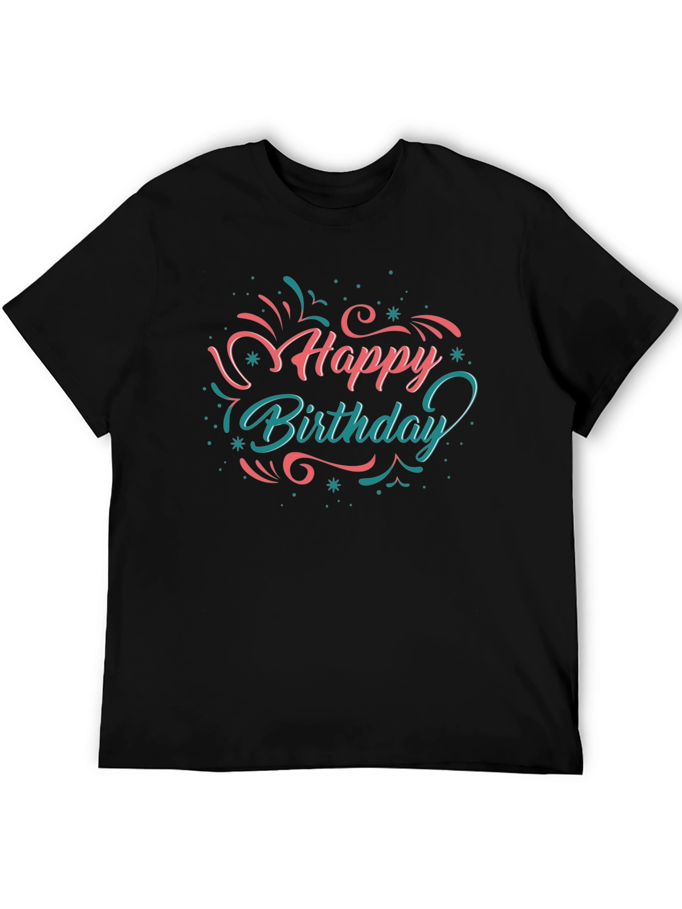 Happy Birthday Graphic Tee - Black Casual T-Shirt