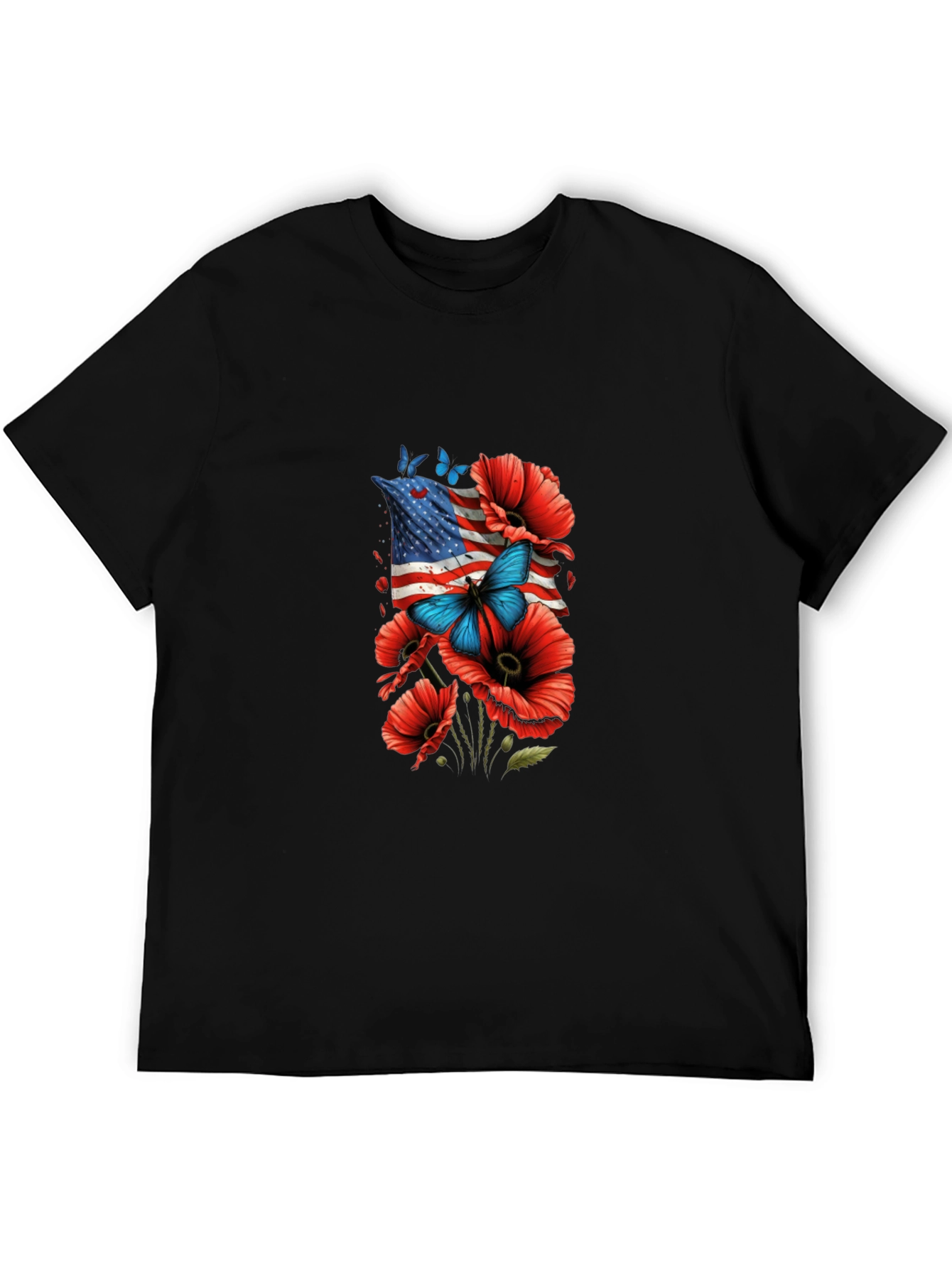 American Flag Poppies Graphic Tee