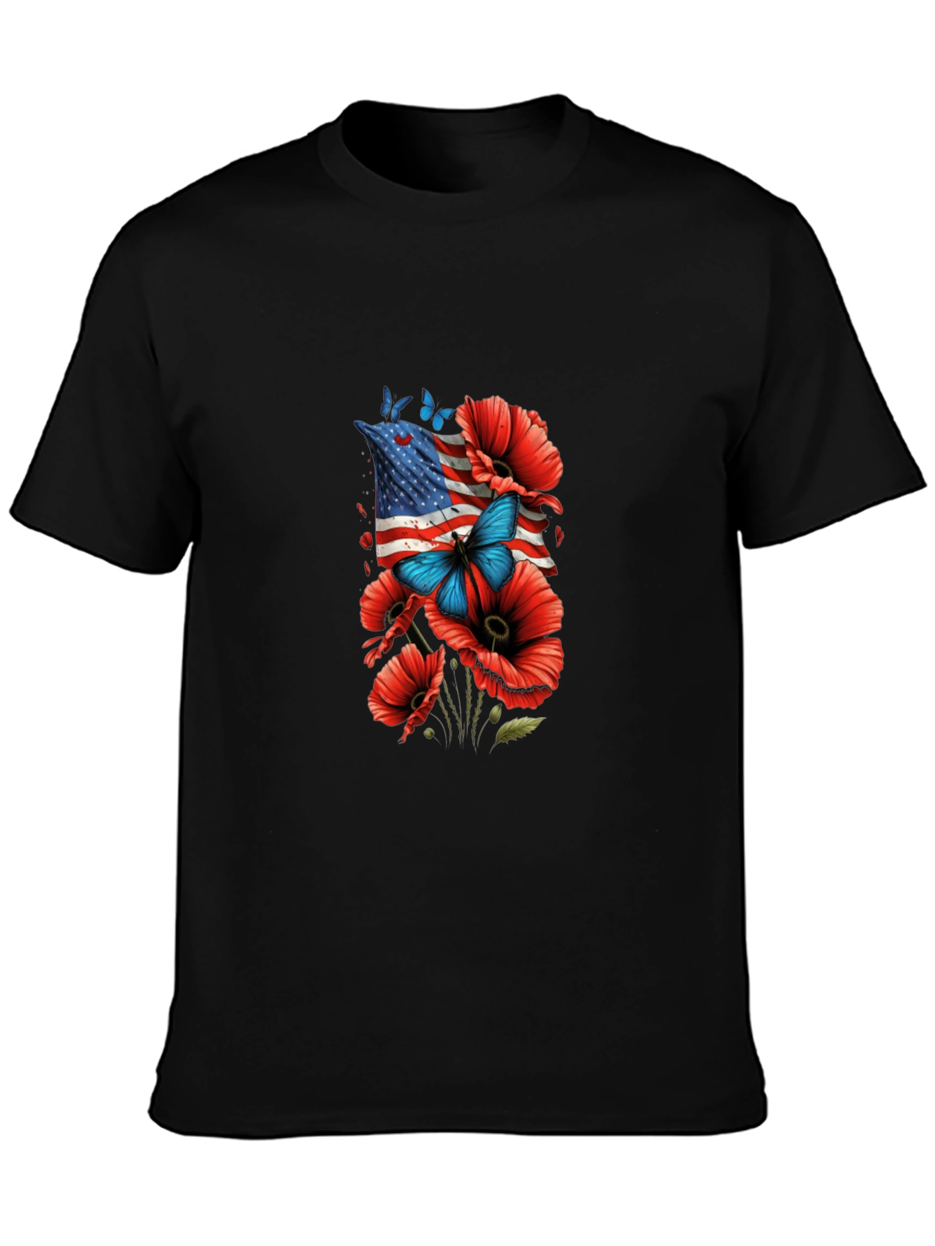 American Flag Poppies Graphic Tee