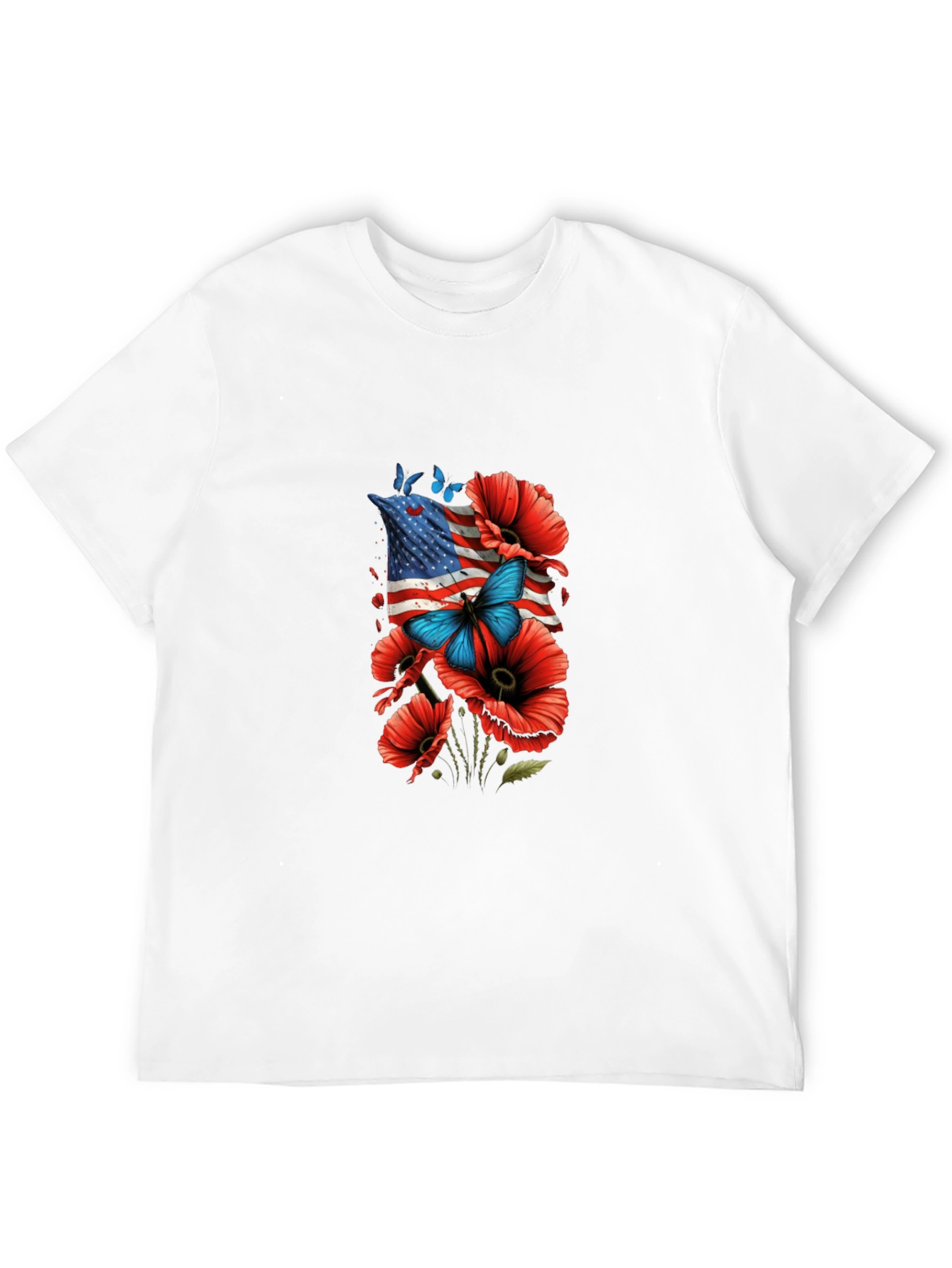 American Flag Poppies Graphic Tee