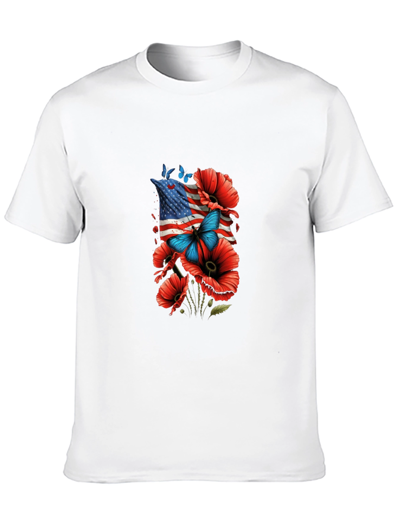 American Flag Poppies Graphic Tee