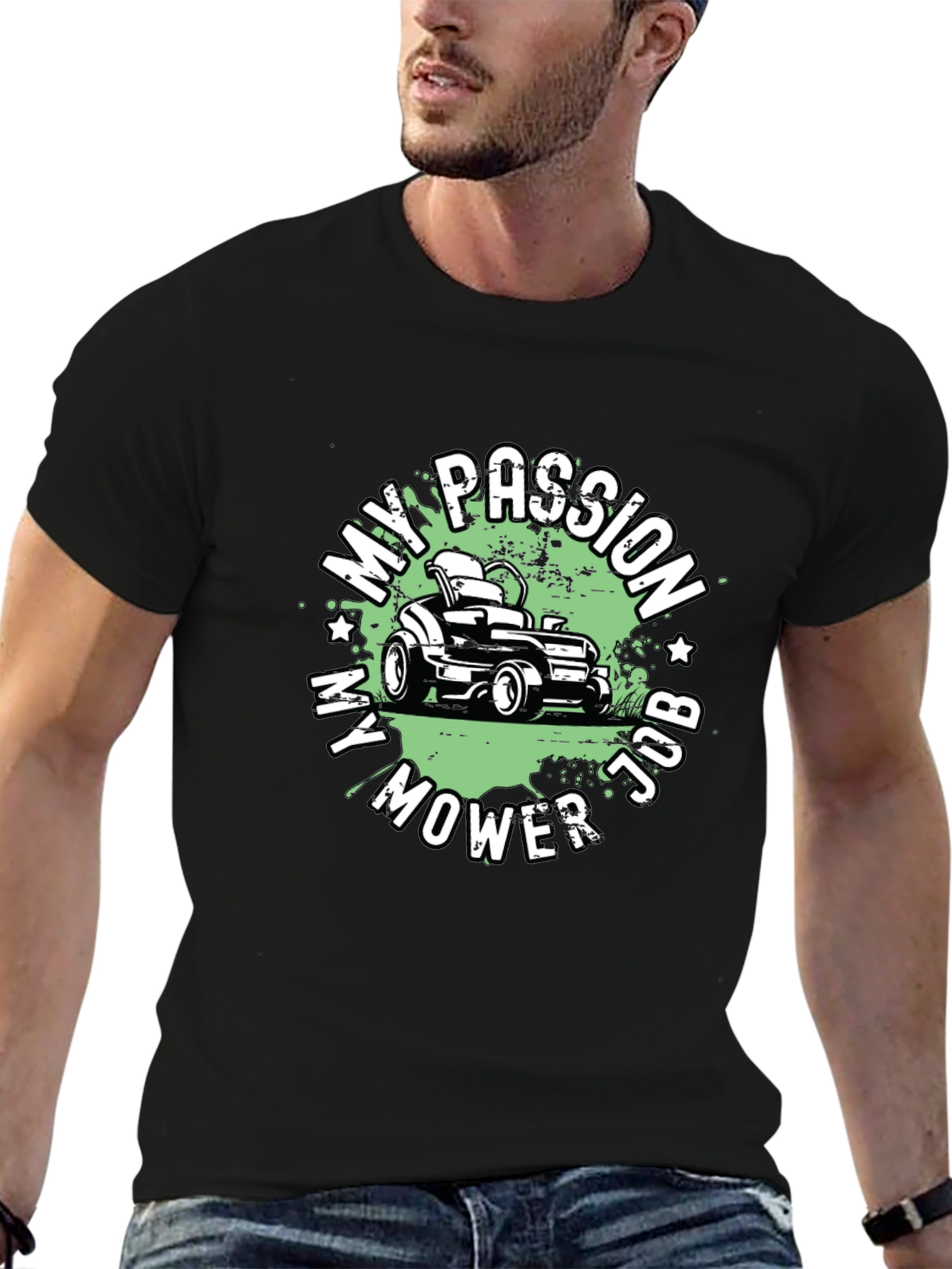 My Passion My Mower Job Black T-Shirt