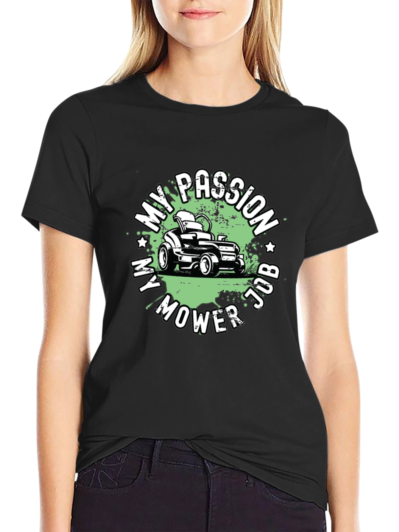 My Passion My Mower Job Black T-Shirt