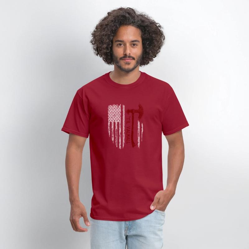 Vikings Axe Valhalla US Flag TShirt Viking