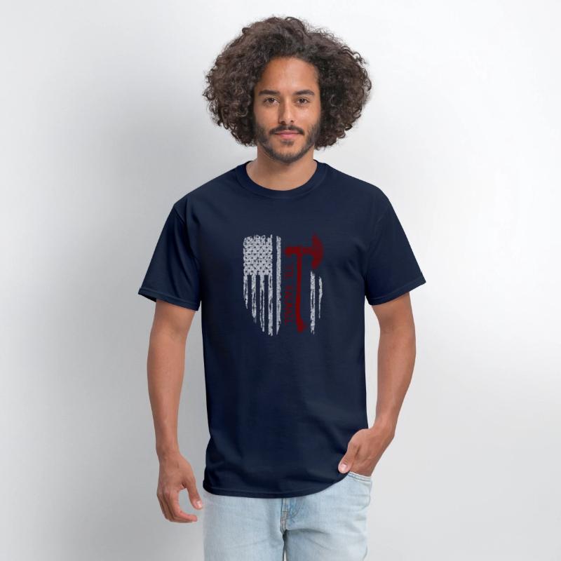 Vikings Axe Valhalla US Flag TShirt Viking