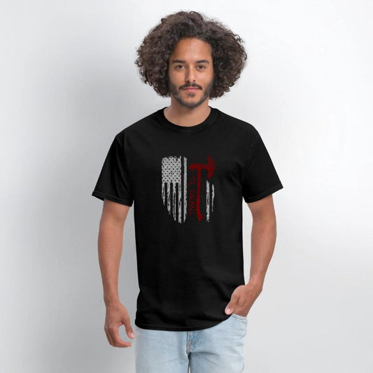 Vikings Axe Valhalla US Flag TShirt Viking