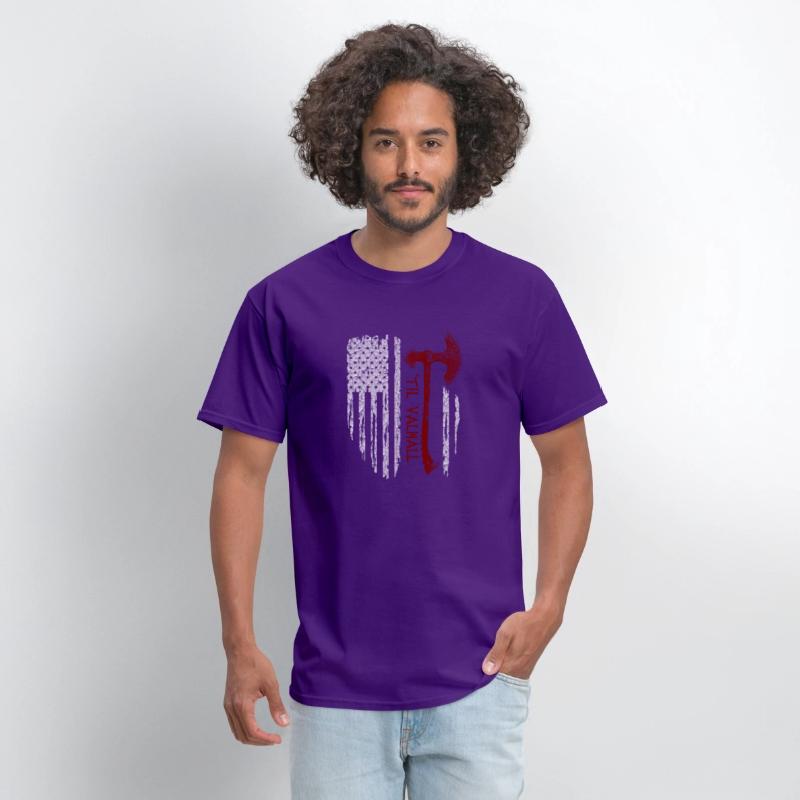 Vikings Axe Valhalla US Flag TShirt Viking